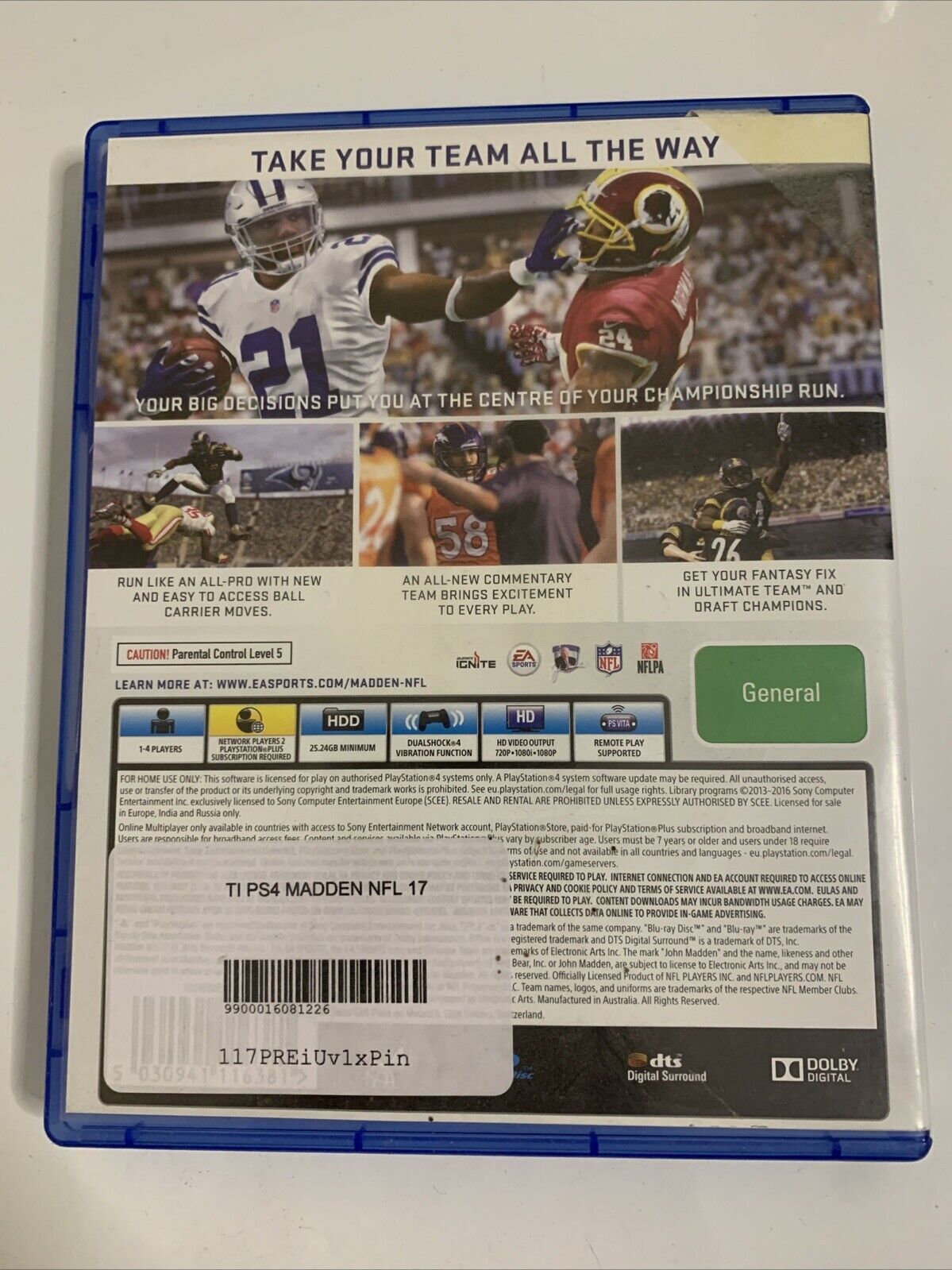 Madden NFL 17 PS4 Sony PlayStation 4 EA Sports Game