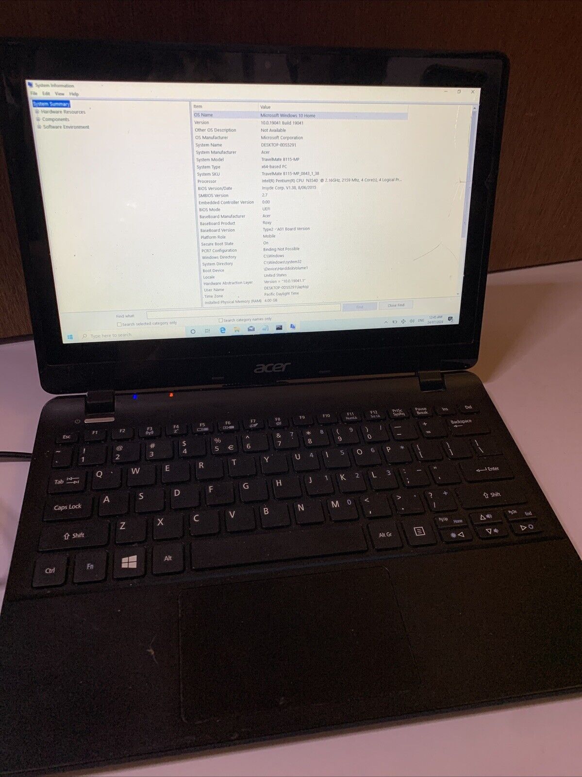 Acer Travelmate B115-MP 11.6" Intel N3540 4GB *Cracked Screen Trackpad Not Work