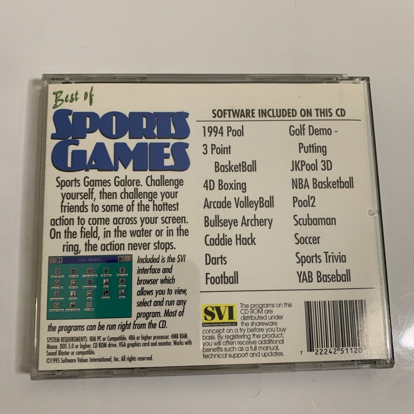 Best Of Sports Games PC CD-ROM For DOS Vintage Software