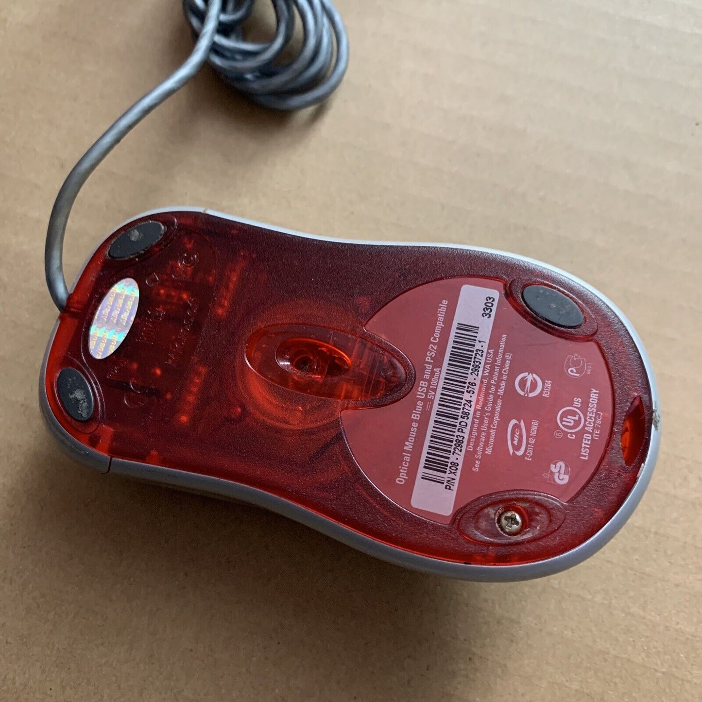 Microsoft Optical Mouse Blue USB Wired