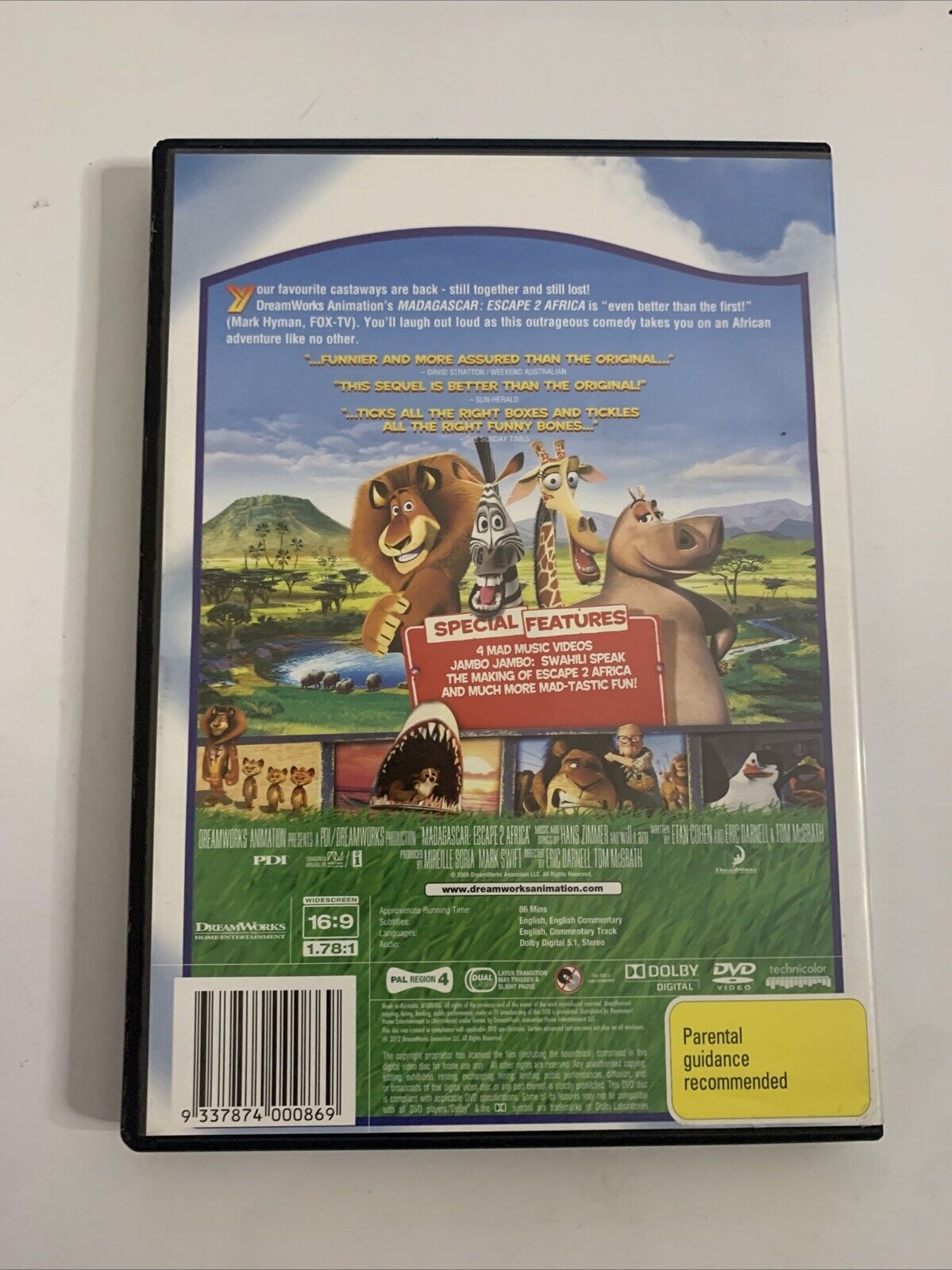Madagascar Escape 2 Africa (DVD, 2008) Animated Film Region 4