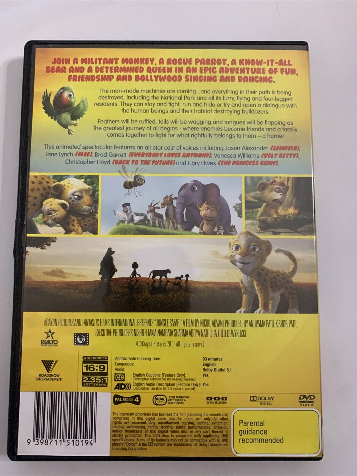 Jungle Safari (DVD, 2012) Jason Alexander Animated Film Region 4