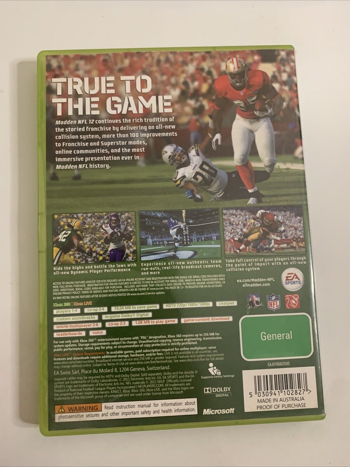 Madden NFL 12  Microsoft XBOX 360 EA Sports Game Complete