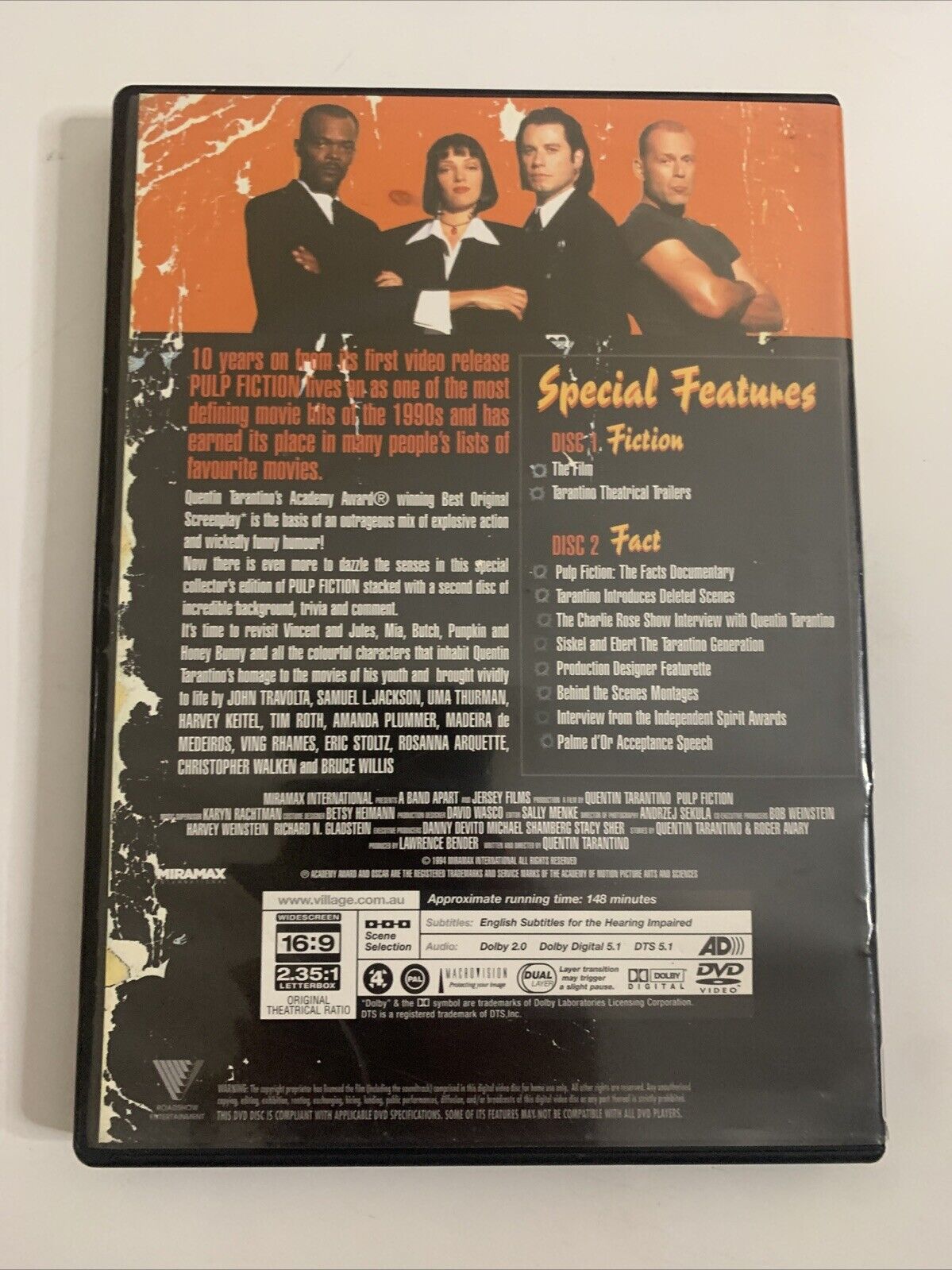 Pulp Fiction 10th Anniversary Special Edition (DVD, 1994, 2-Disc) Region 4