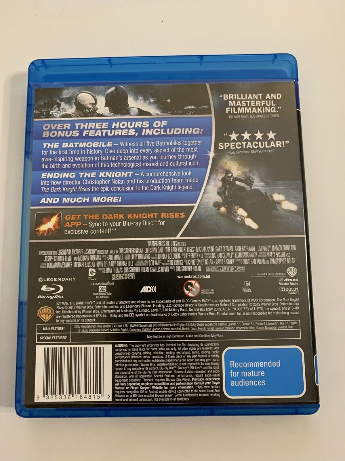 The Dark Knight Rises (Blu-ray + DVD, 2011) Region B