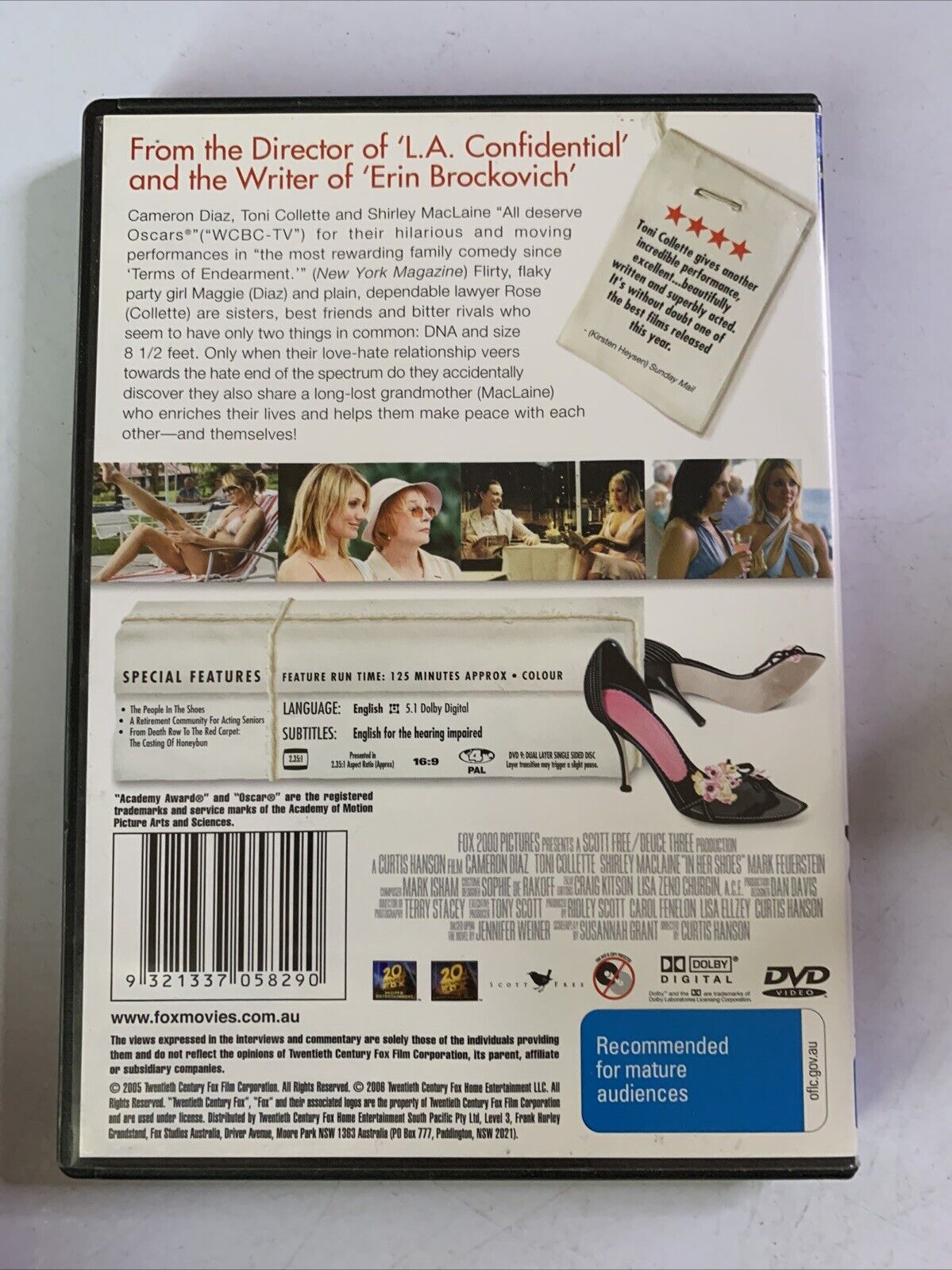 In Her Shoes (DVD, 2005) Cameron Diaz, Toni Collette , Shirley MacLaine Region 4