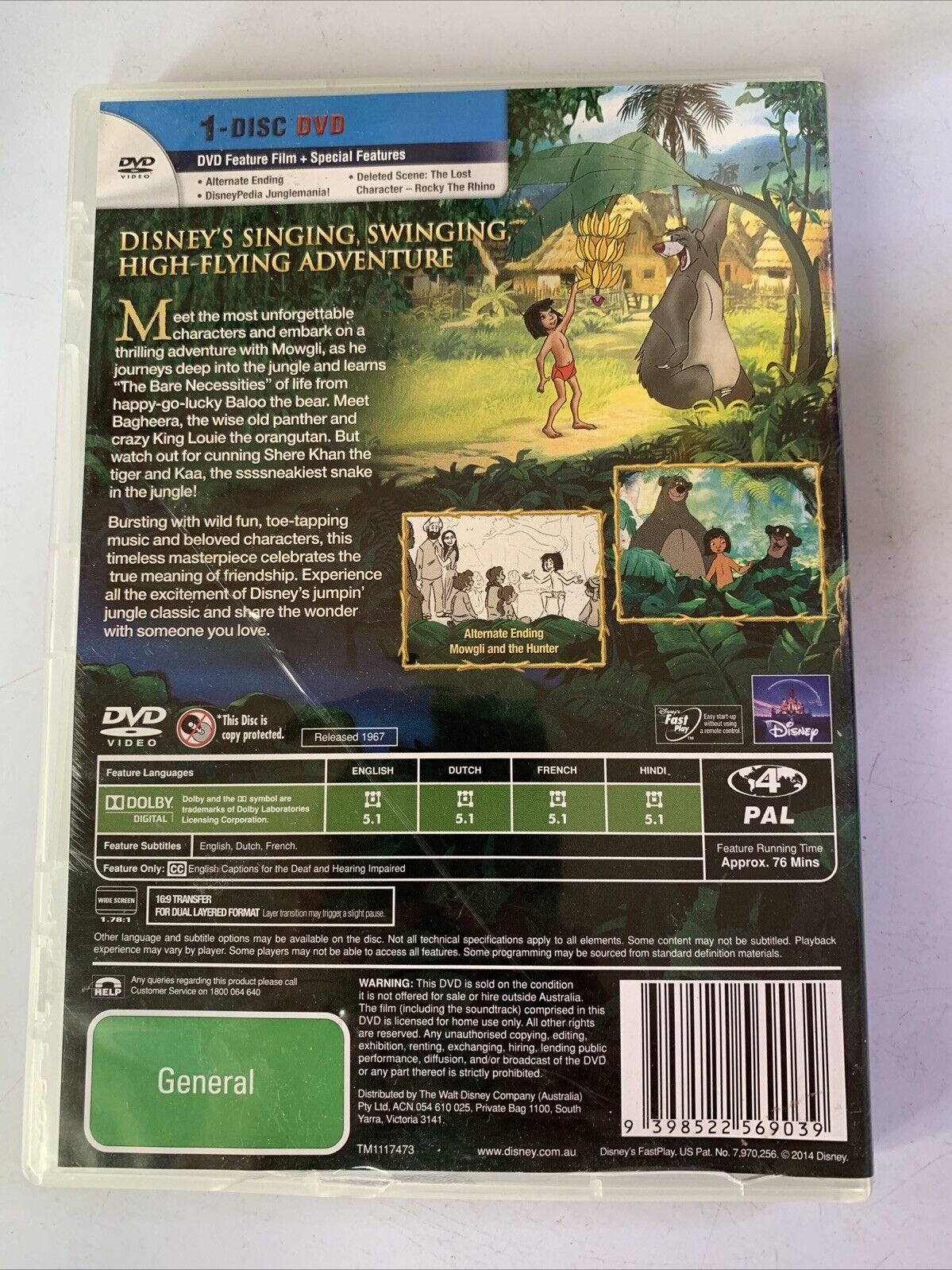The Jungle Book (DVD, 1967) Disney Classics Animated Film Region 4