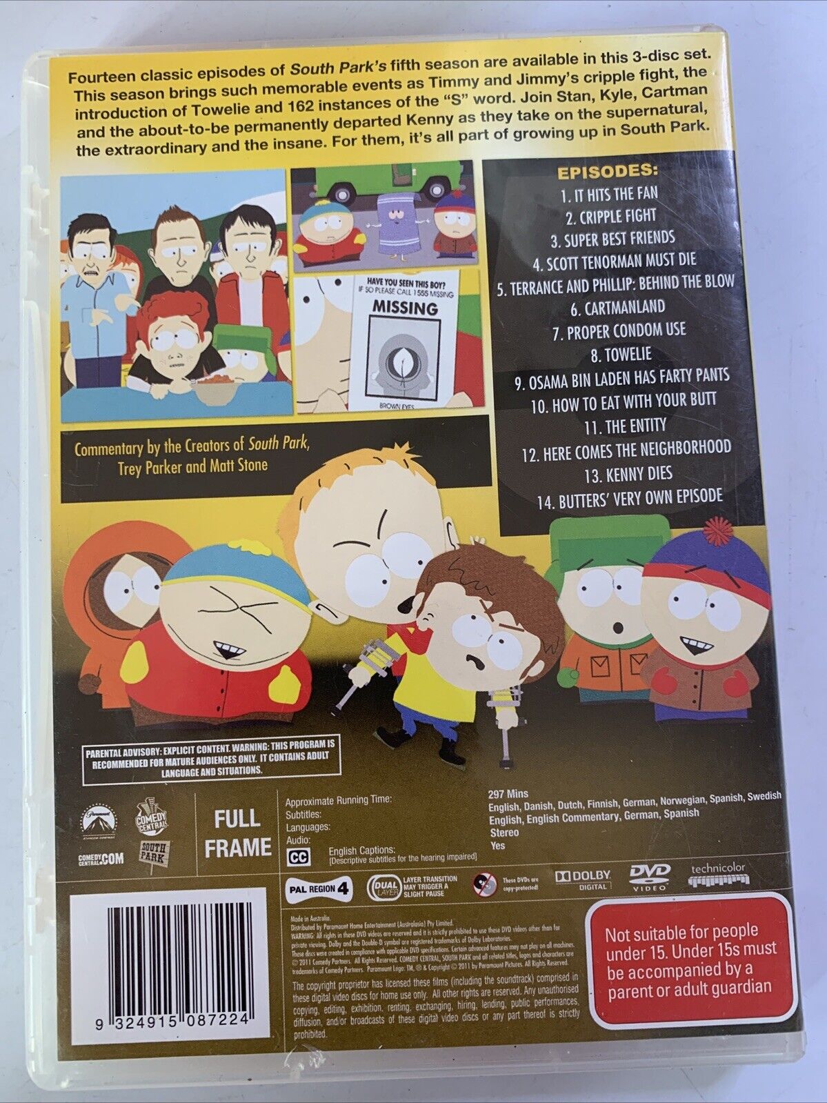 South Park : Season 5 (DVD, 2001) Animation Region 4