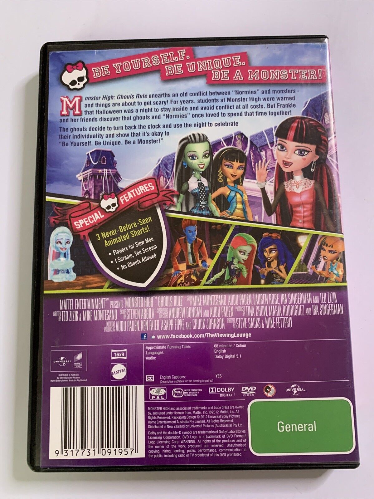 Monster High - Ghouls Rule (DVD, 2012) Animation Region 4