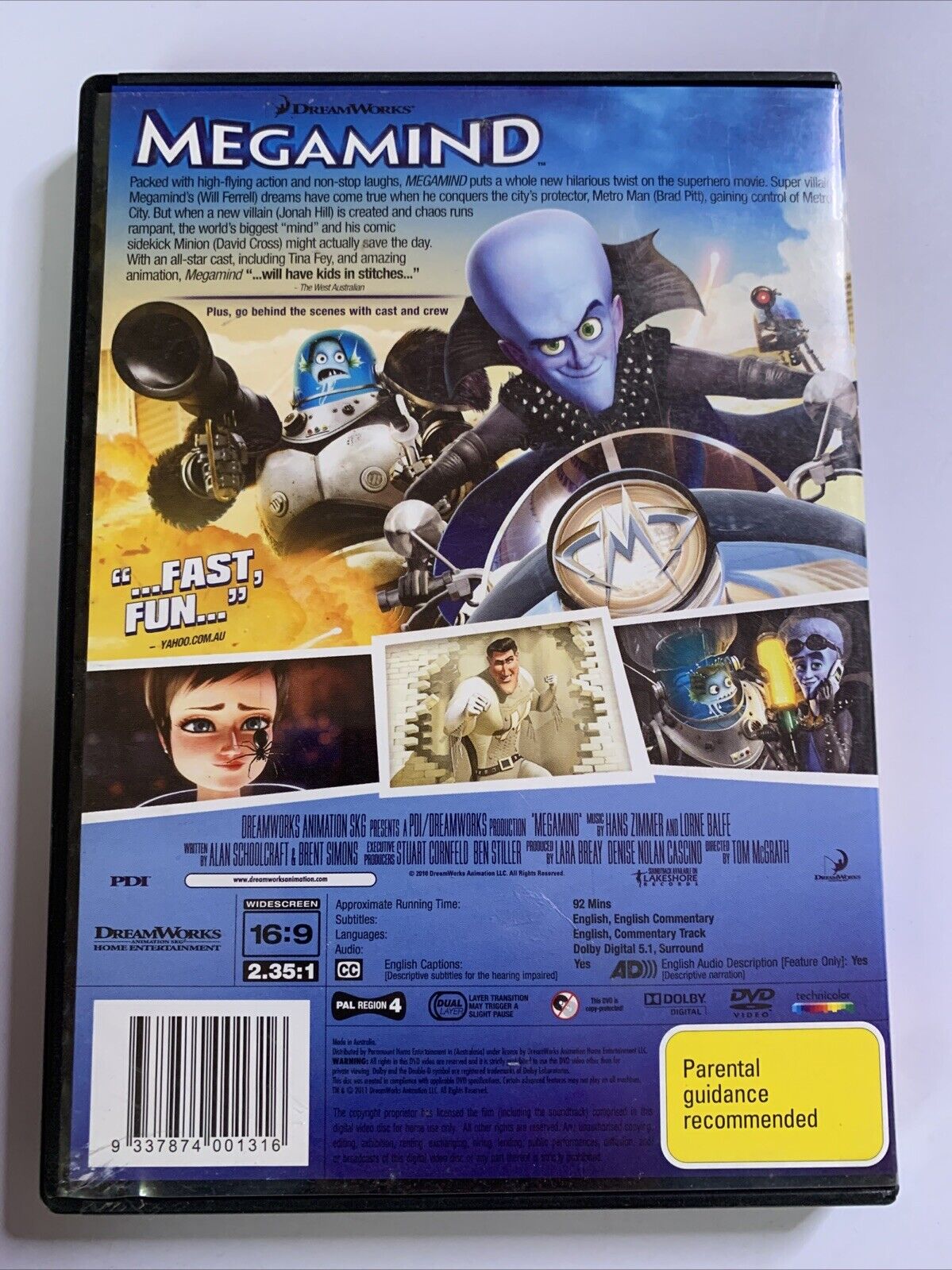 Megamind (DVD, 2010) Dreamworks Animated Film Region 4