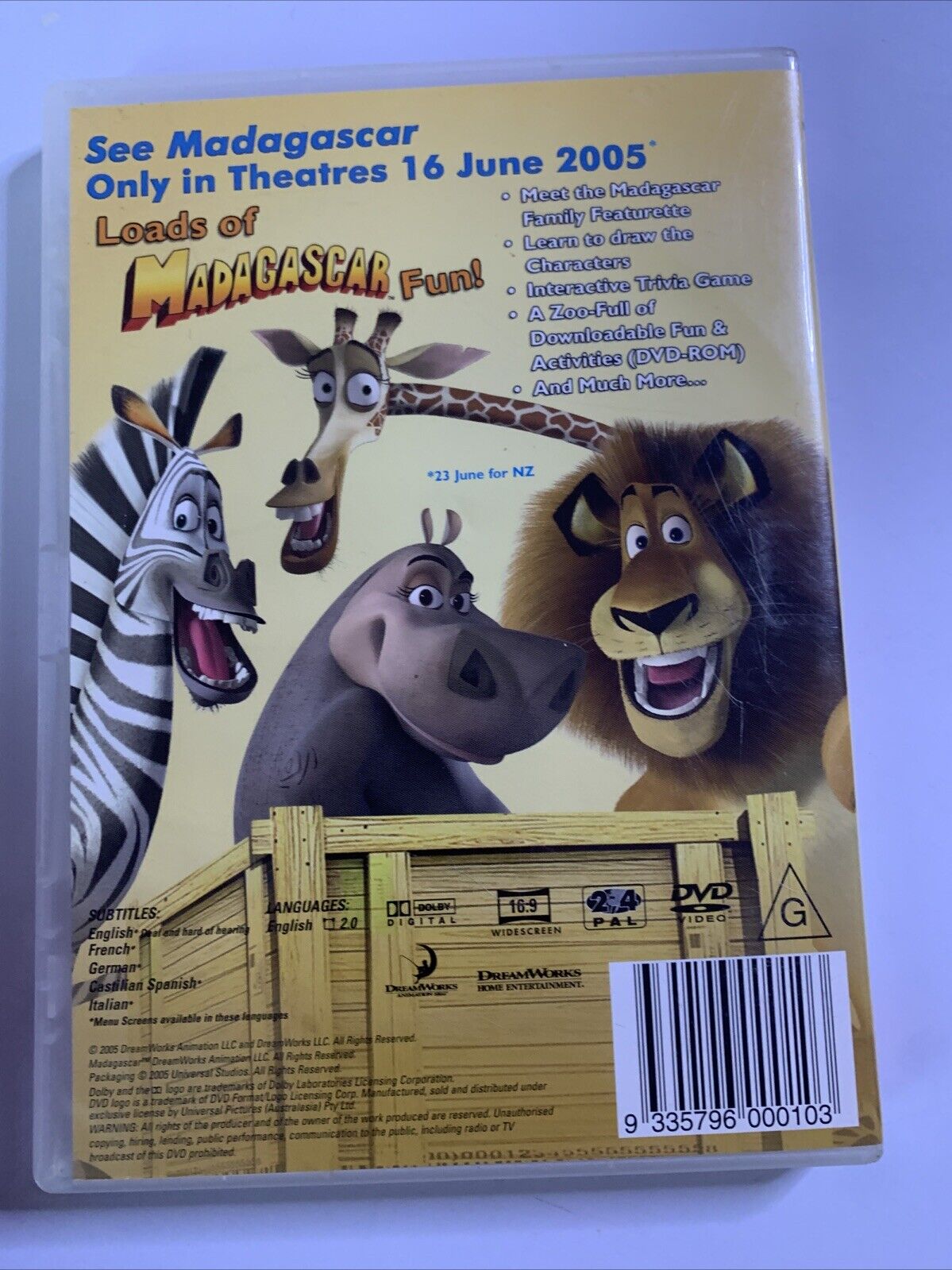 Dreamworks Madagascar Activity Disc DVD Region 4