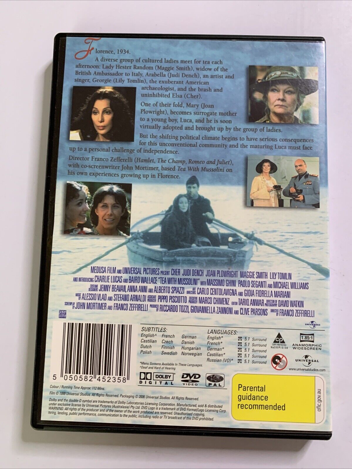 Tea with Mussolini (DVD, 1999) Cher, Judi Dench Region 4  NEW