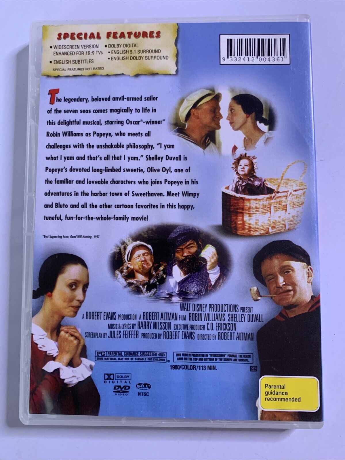 Popeye (DVD, 1980) Robin Williams, Shelley Duvall All Regions