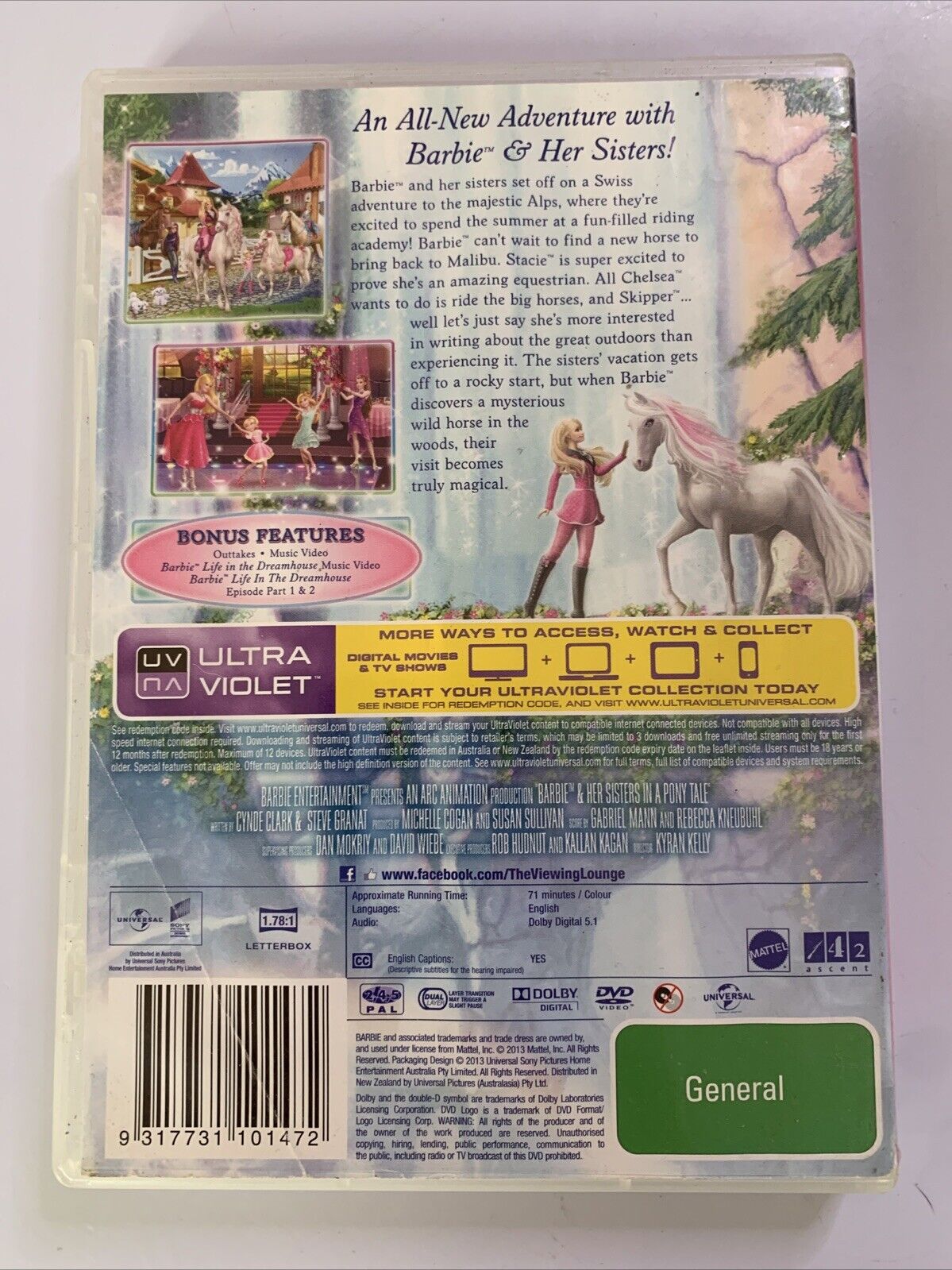 Barbie and Her Sisters in a Pony Tale (DVD, 2013) Region 4