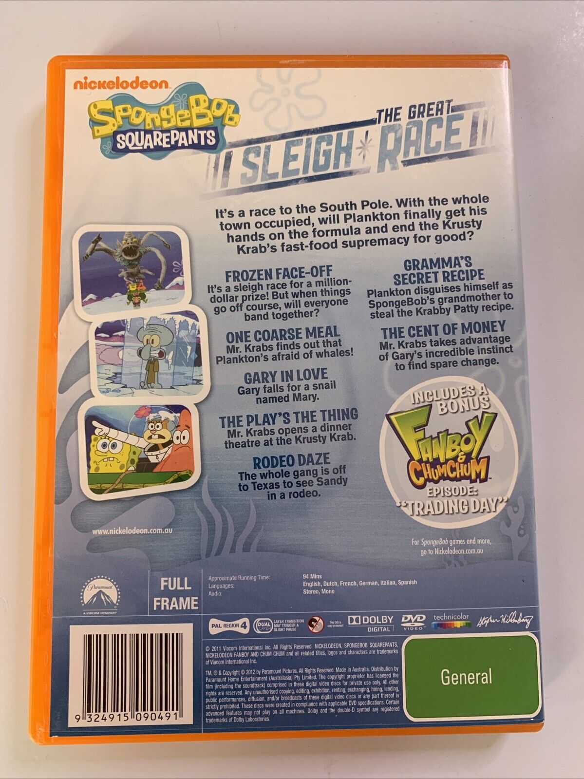 SpongeBob SquarePants - The Great Sleigh Race (DVD, 2011) Region 4