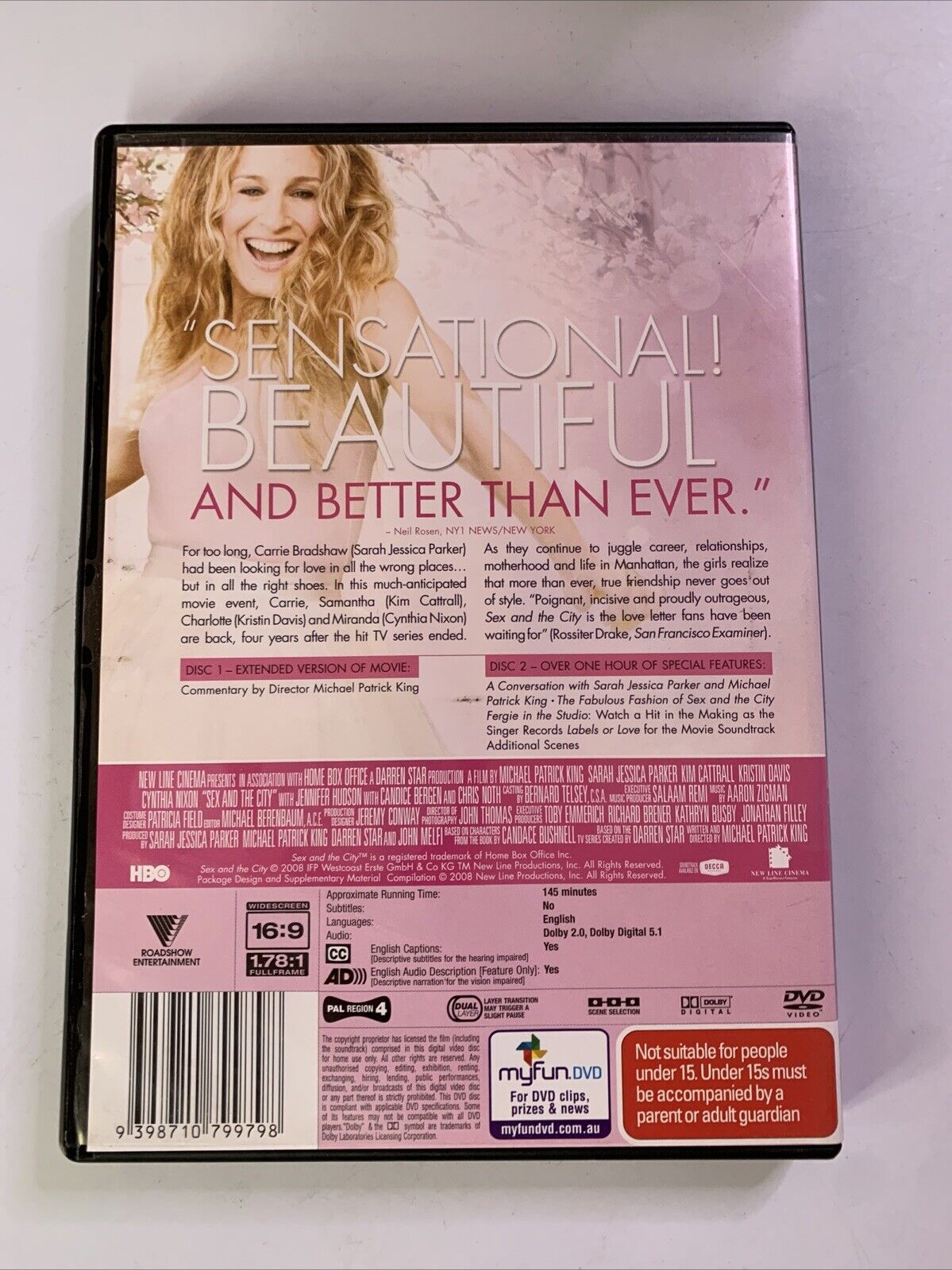 Sex and the City - The Movie Extended Cut (DVD, 2008, 2-Disc Set)  Region 4
