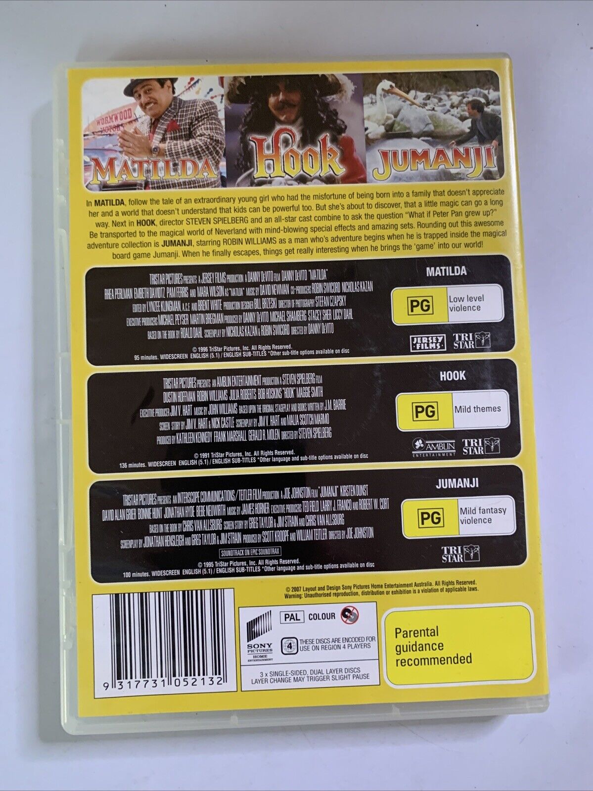 Matilda / Hook / Jumanji (DVD, 1996) Robin Williams Region 4