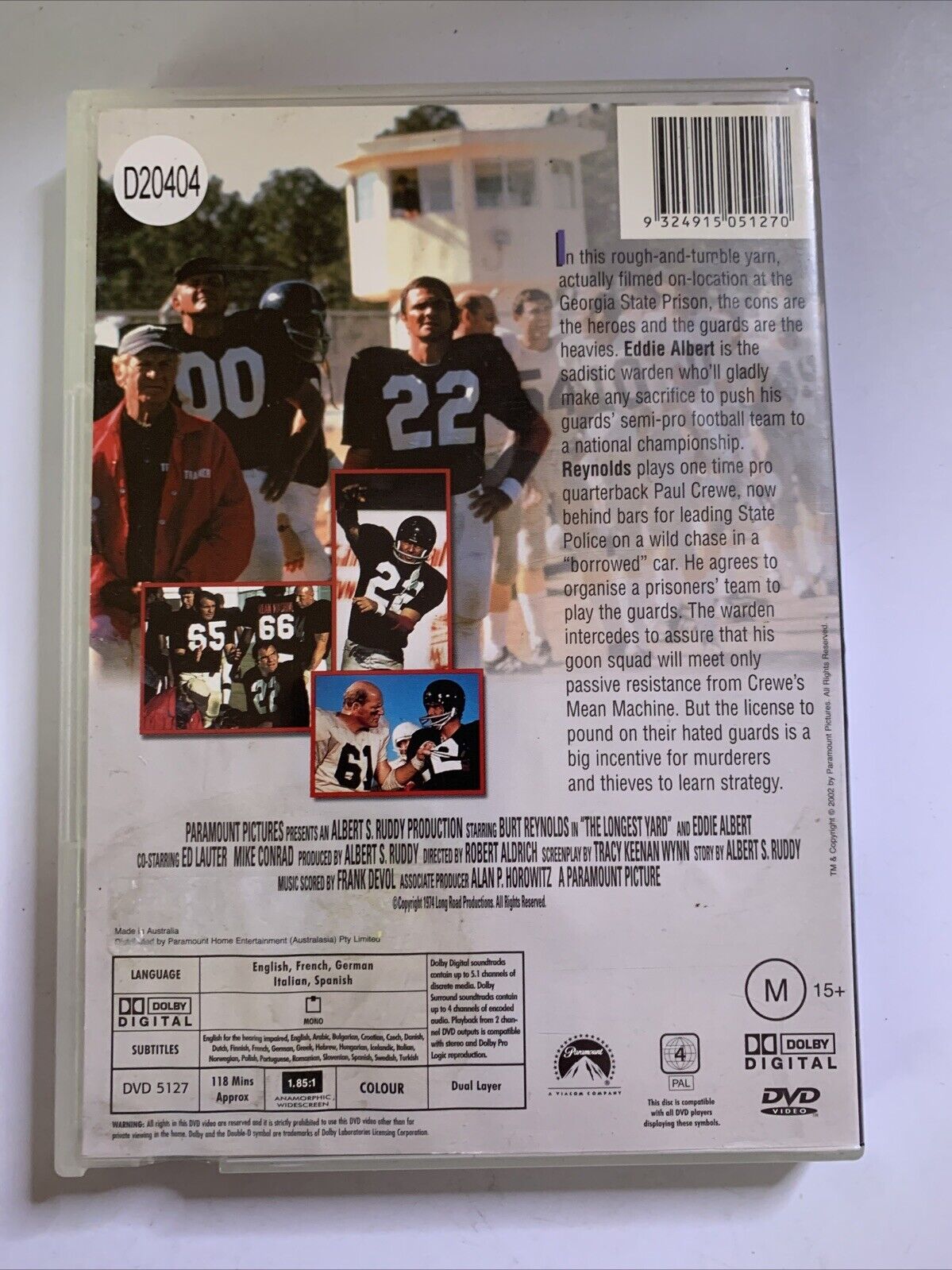 The Longest Yard (DVD, 1974) Burt Reynolds Region 4