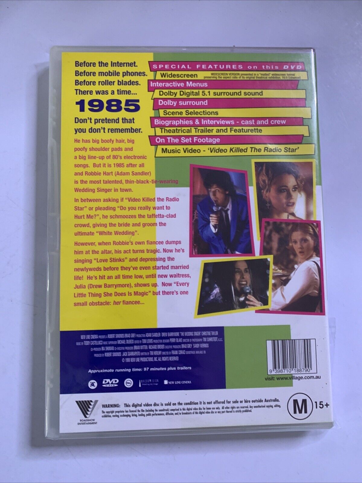 The Wedding Singer (DVD, 1997) Adam Sandler, Drew Barrymore Region 4  NEW