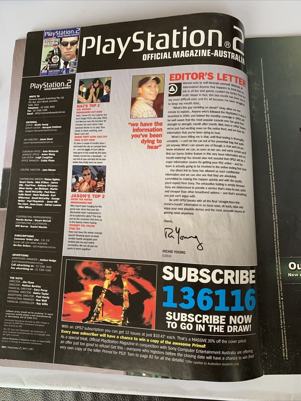 PlayStation 2 Official Magazine Australia May 2003 Enter Matrix Starcraft Ghost