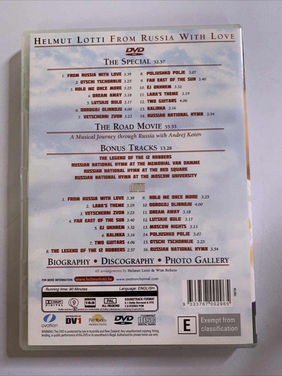 3x Helmut Lotti (DVD + Music CD, 6-Discs)  All Regions