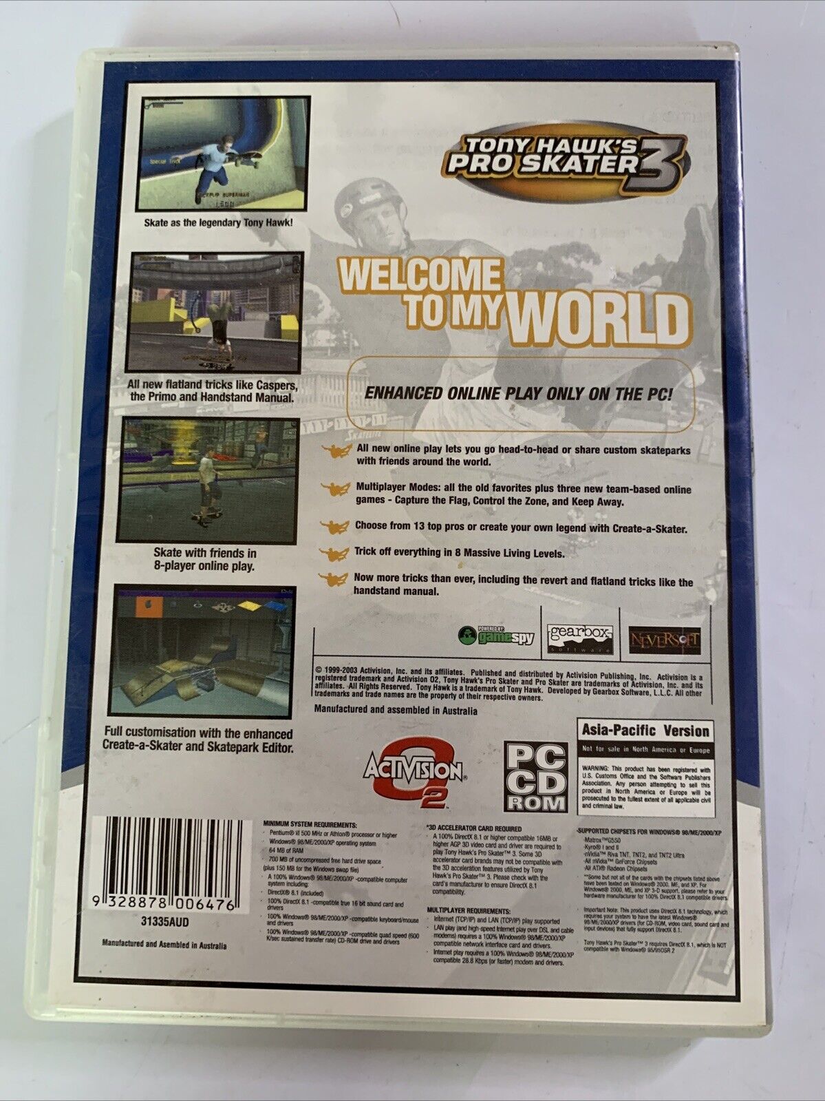 Tony Hawks Pro Skater 3 PC Windows CD-ROM Activision Game