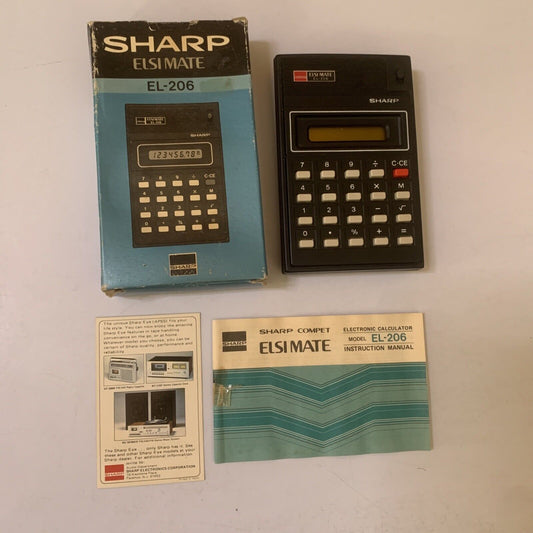 Vintage Sharp Elsimate EL-206 Calculator *For Parts Or Repair Doesn't Turn On