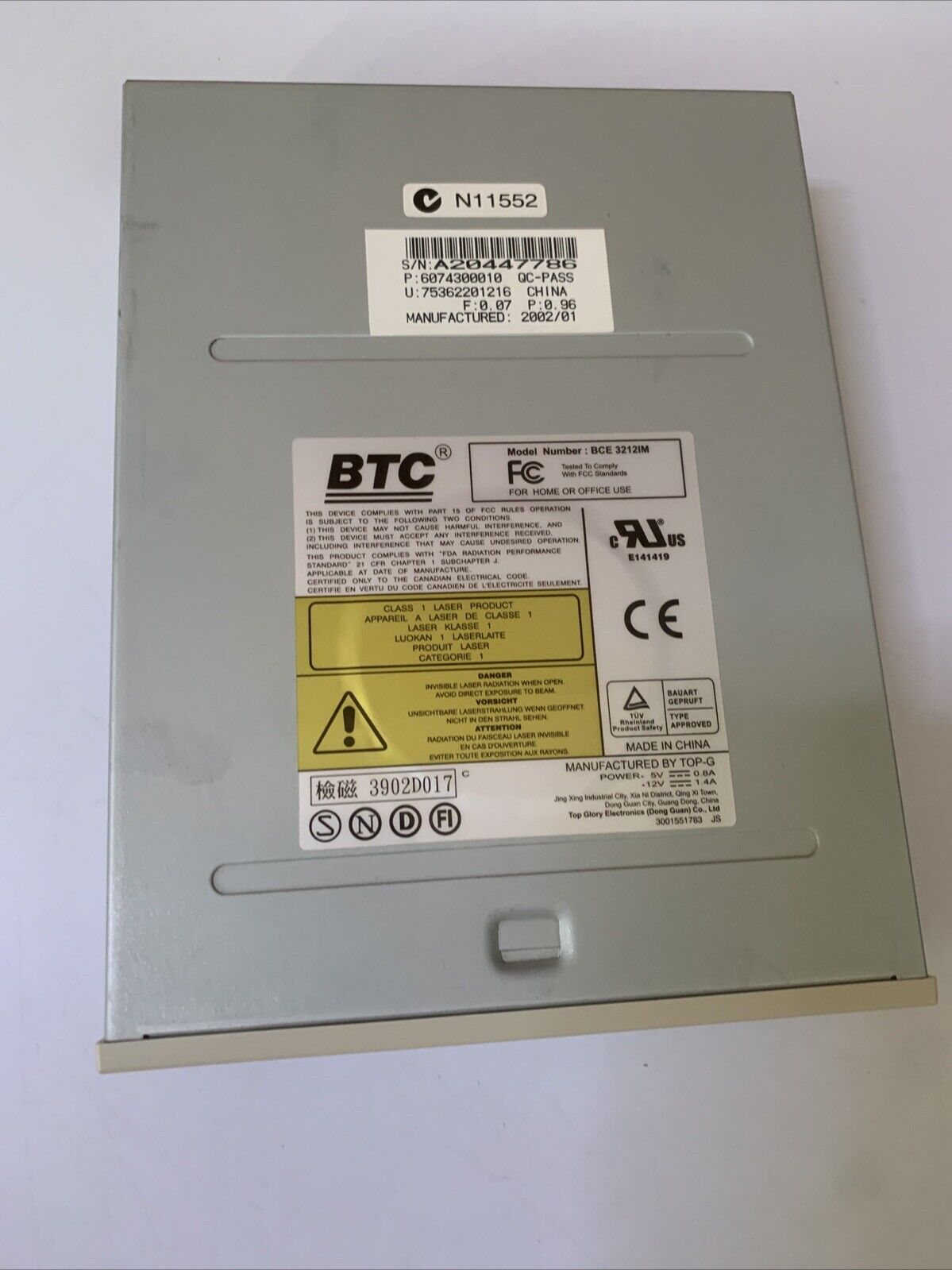 BTC BCE 3212IM CD-RW Internal IDE Drive CD Player Burner
