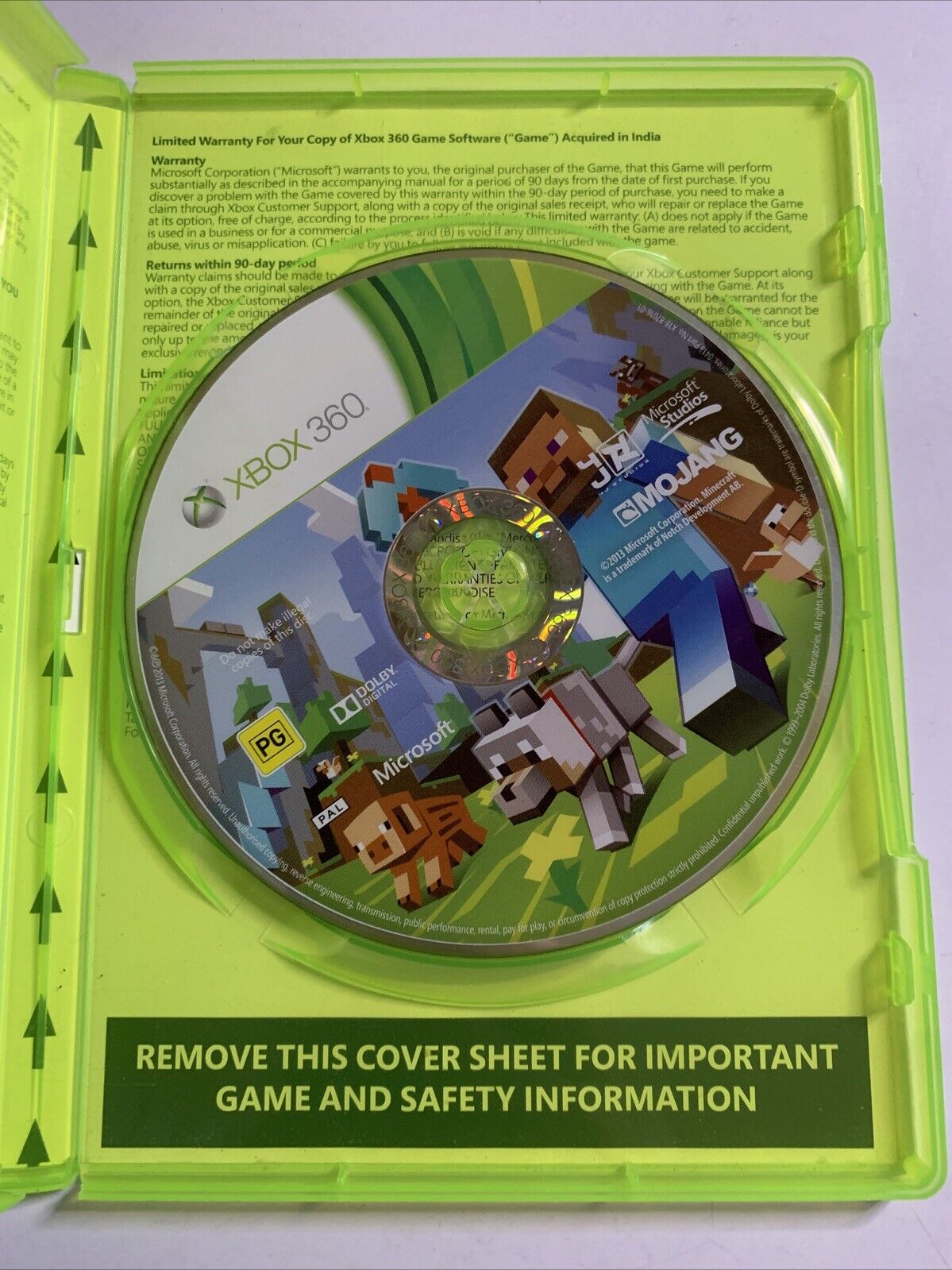 Minecraft  Microsoft XBOX 360 2012 PAL Game