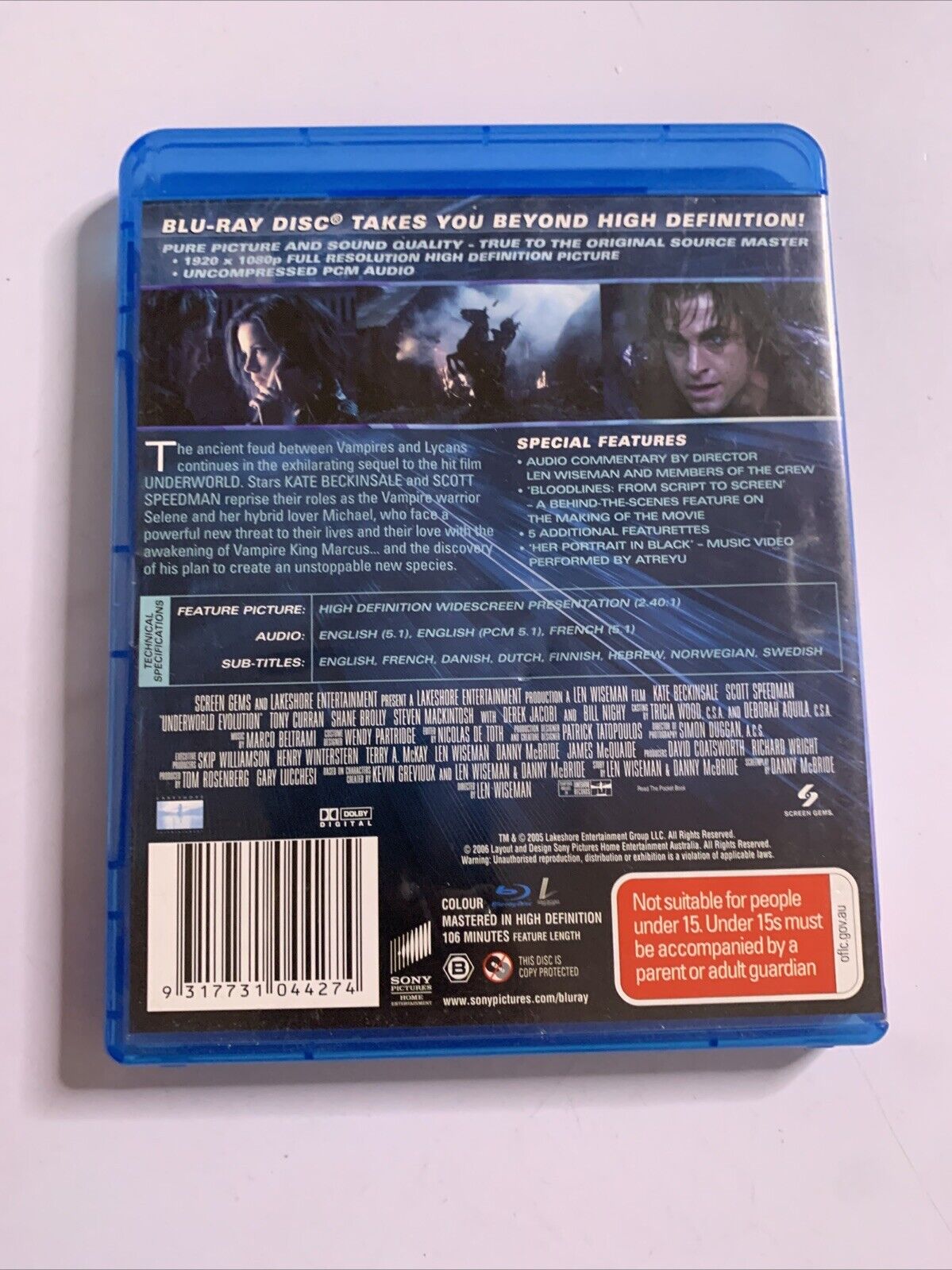 Underworld Evolution (Blu-ray, 2005) Kate Beckinsale  Region B