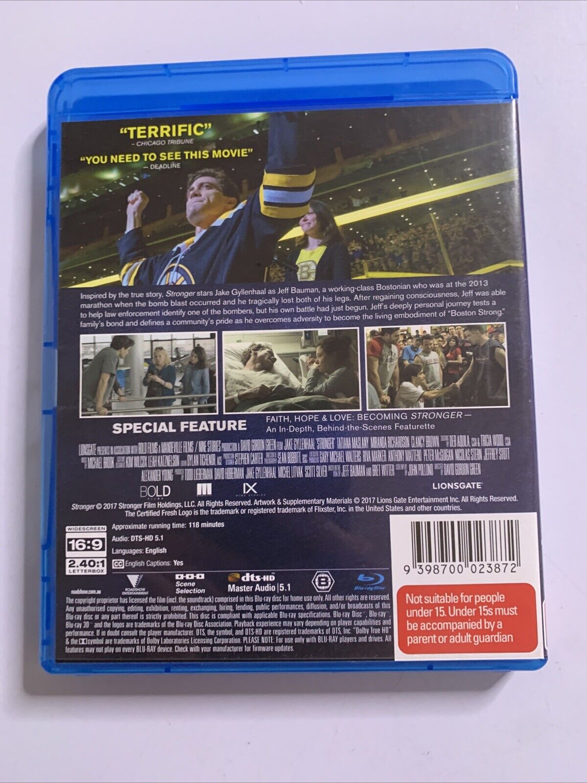 Stronger (Blu-ray, 2017) Jake Gyllenhaal  Region B