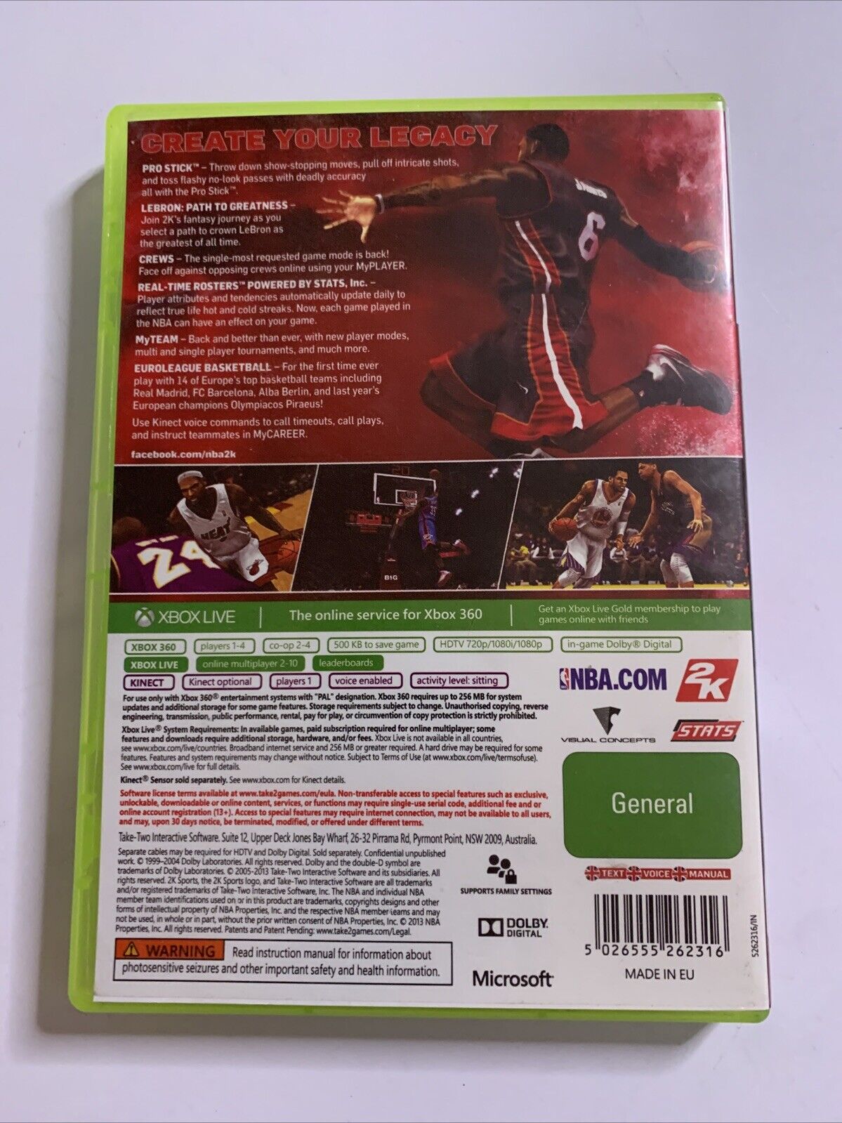 NBA 2K14  Microsoft XBOX 360 PAL Basketball 2014 Lebron Cover Game Complete