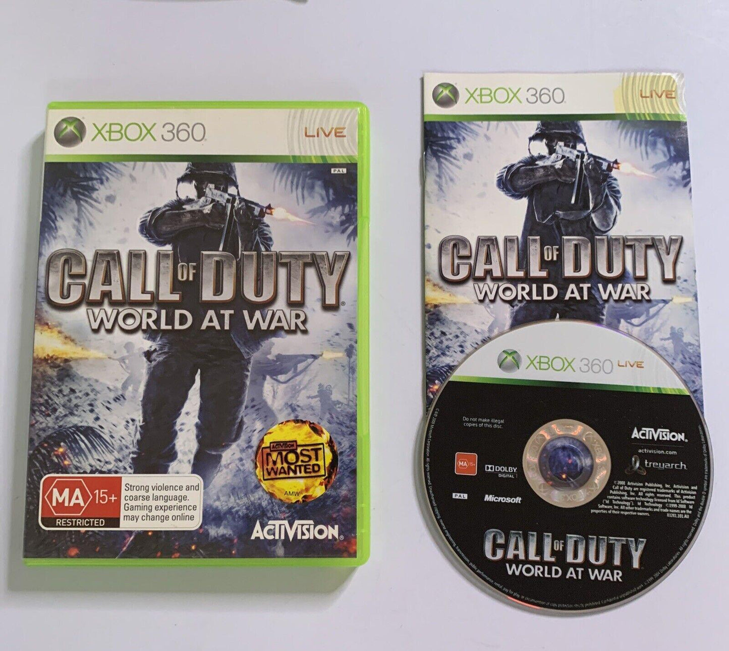 Call of Duty World At War  Microsoft XBOX 360 PAL Activision 2008 Game Complete