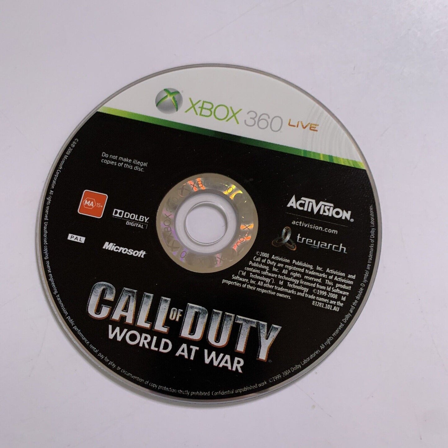 Call of Duty World At War  Microsoft XBOX 360 PAL Activision 2008 Game Complete