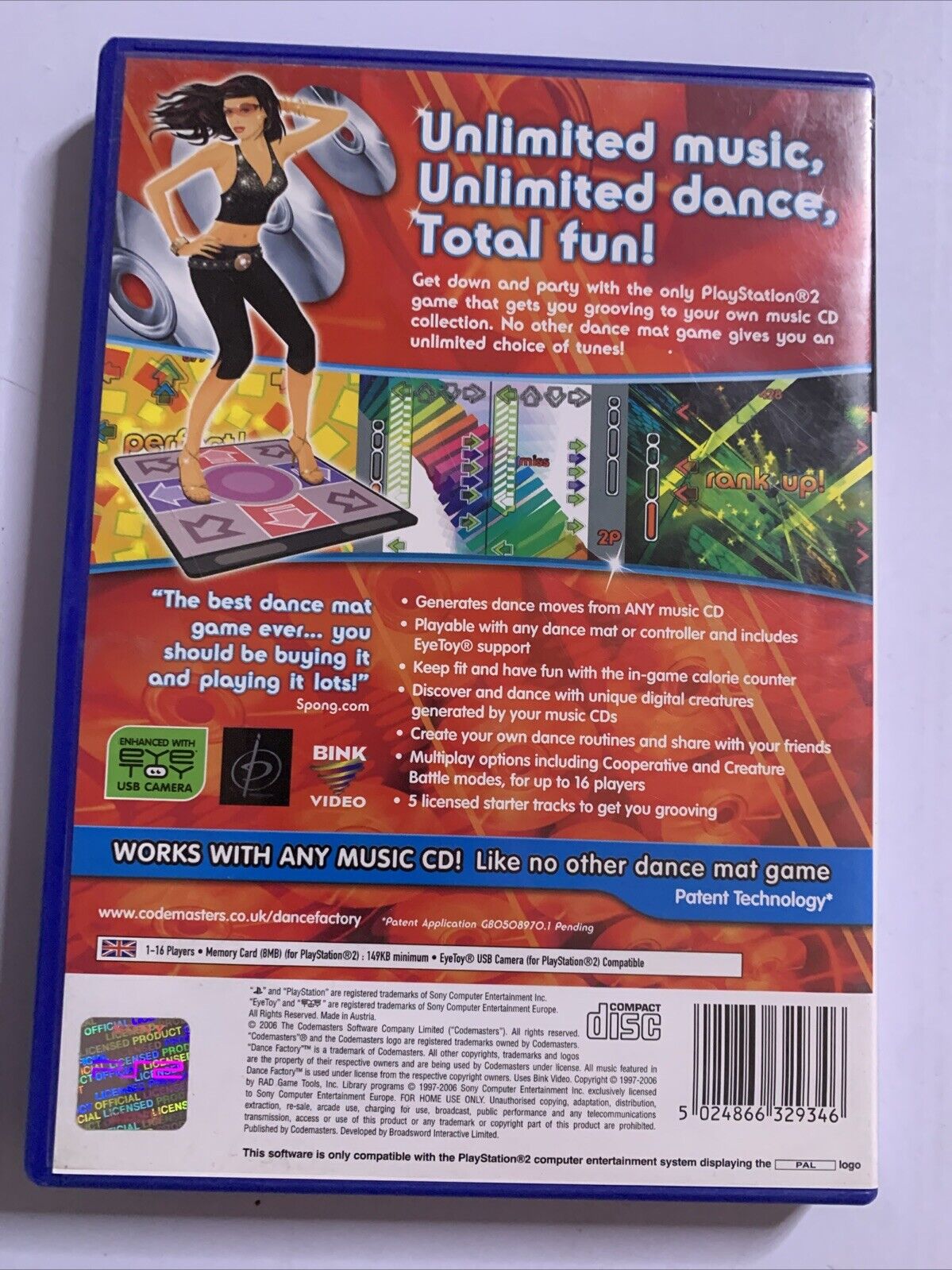 Dance Factory  PS2 Sony PlayStation 2 2006 PAL Game