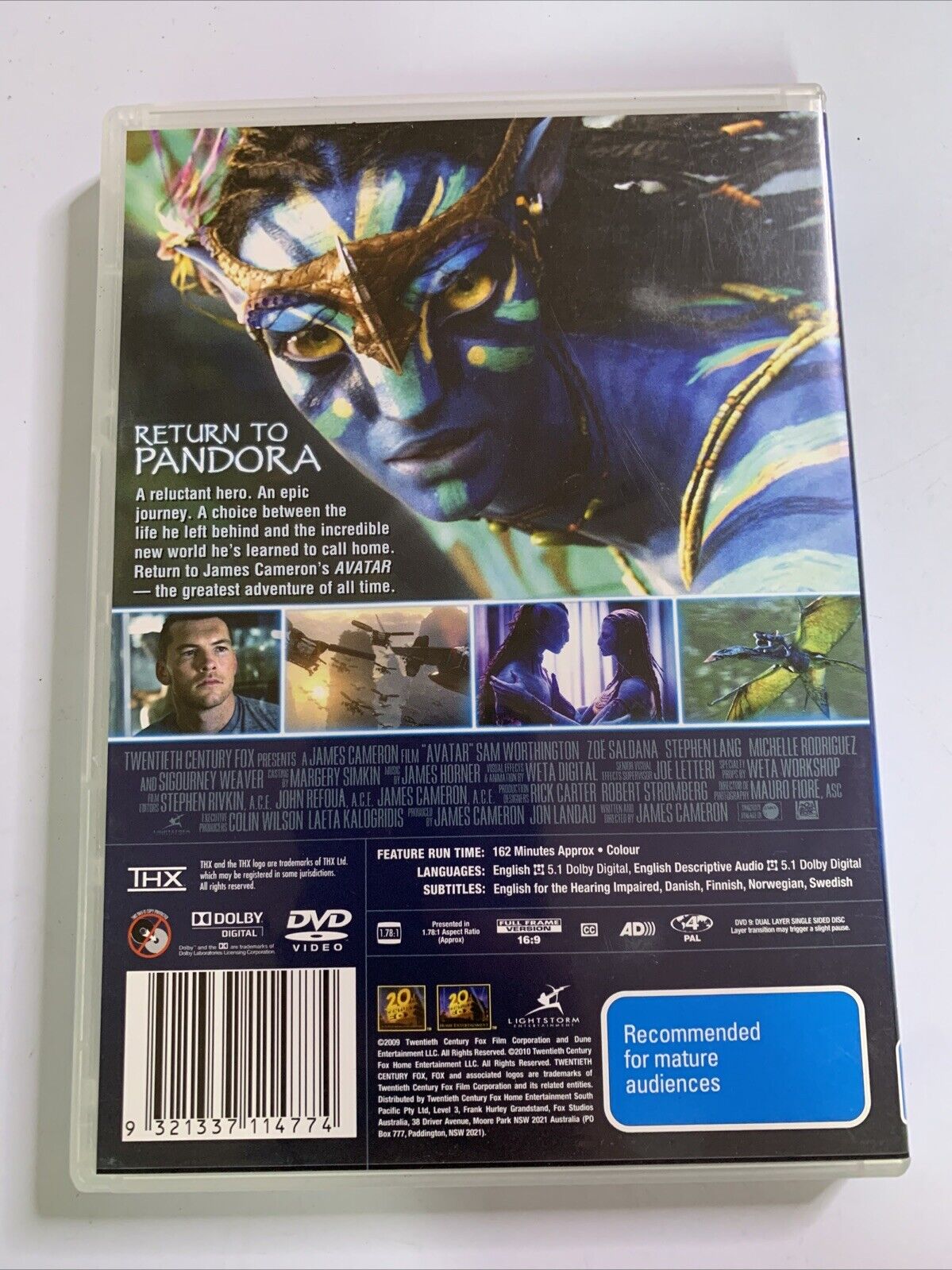 Avatar (DVD, 2009) Sigourney Weaver, Zoe Saldana,  Sam Worthington Region 4