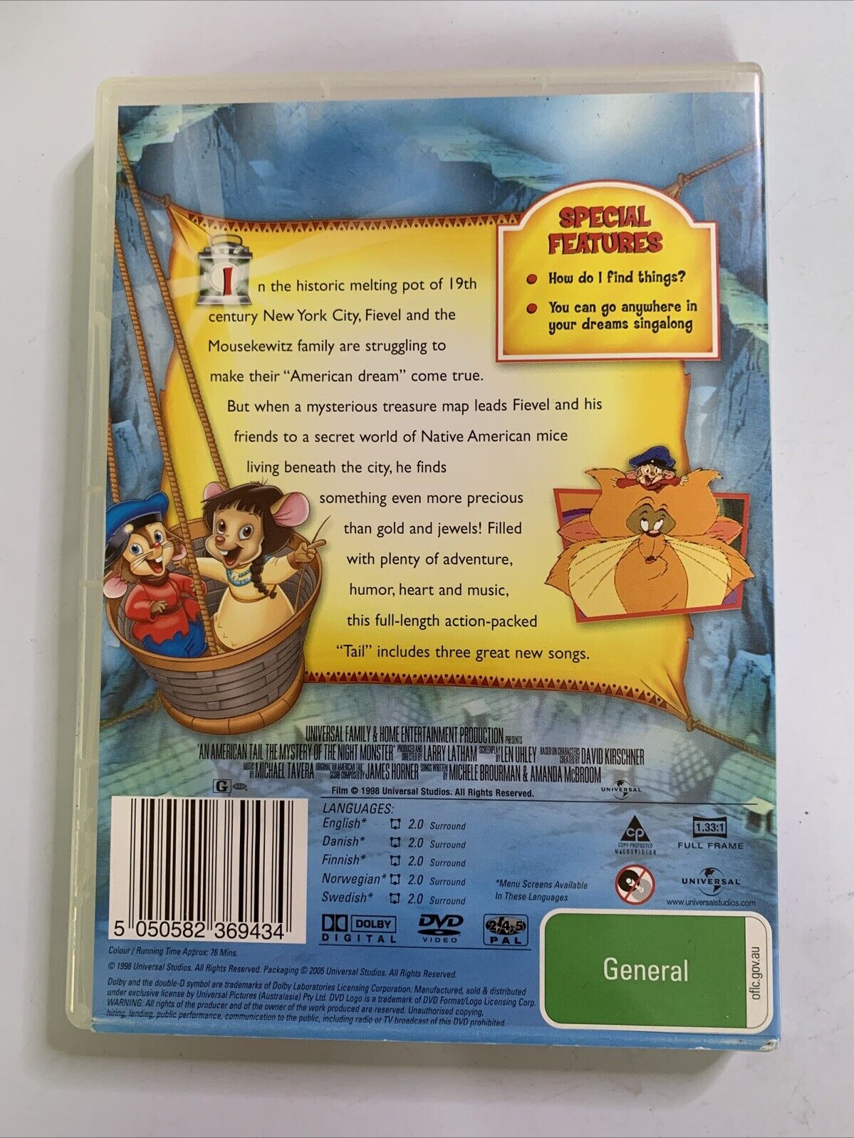 An American Tail The Treasure of Manhattan Island (DVD, 1998)