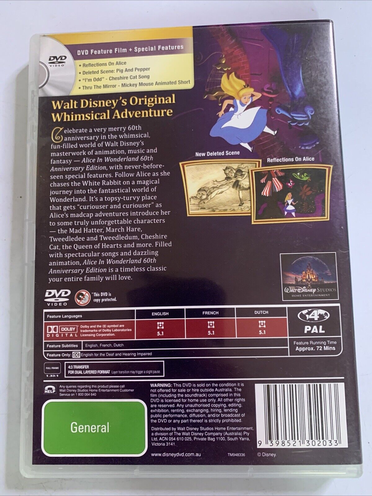 Alice in Wonderland (60th Anniversary Edition, DVD, 1951)  Disney Film Region 4