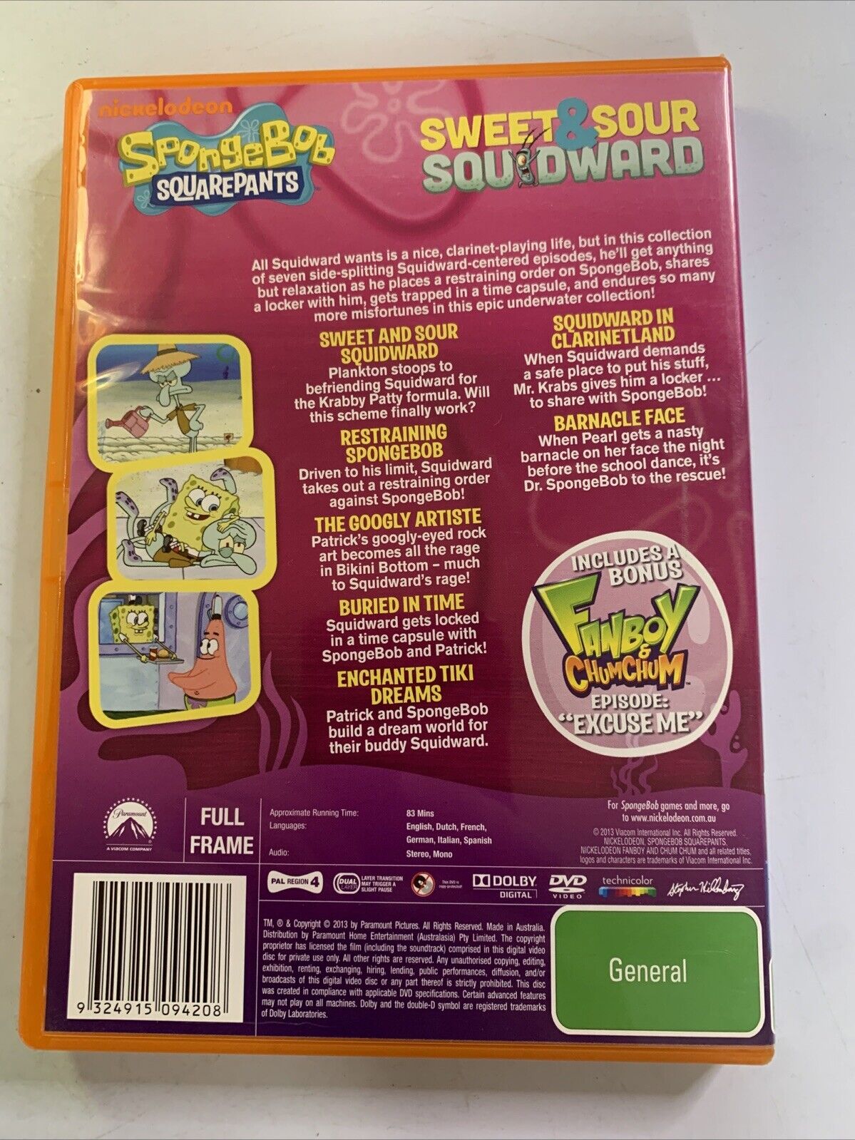 SpongeBob SquarePants Sweet and Sour Squidward (DVD, 2012) Region 4
