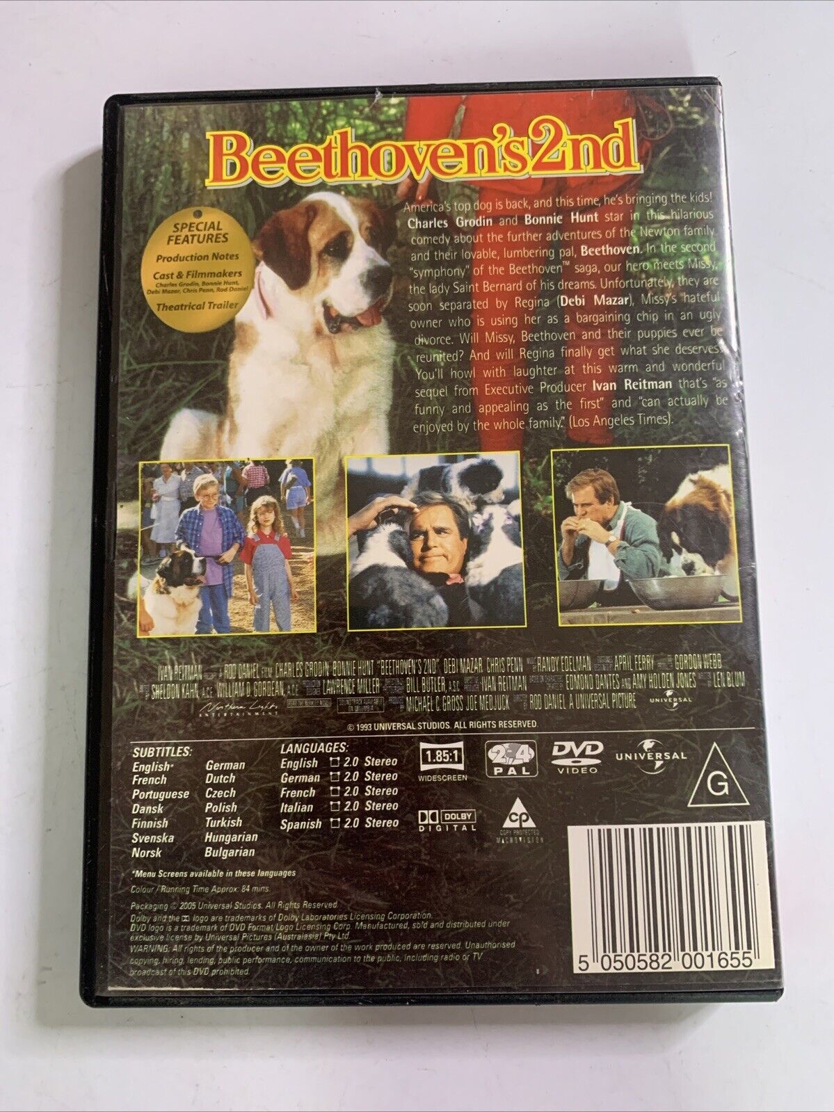 Beethoven's 2nd (DVD, 1993) Debi Mazar, Charles Grodin  Region 4