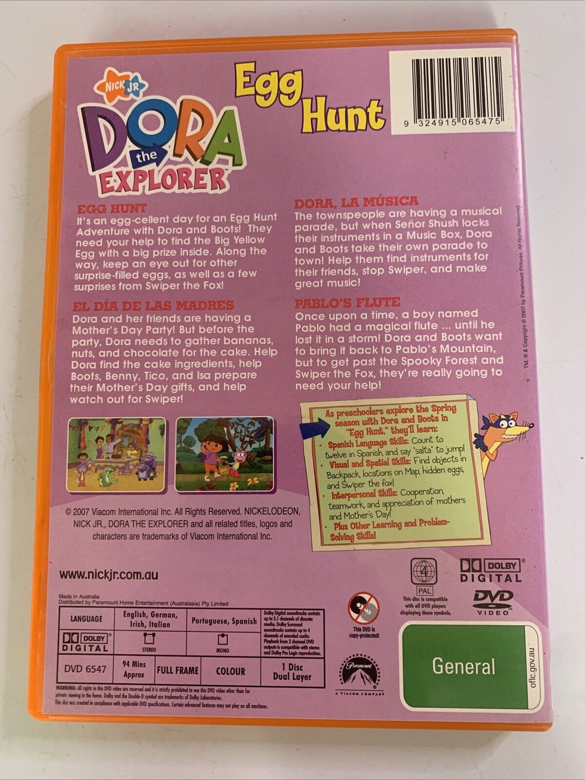 Dora the Explorer Egg Hunt (DVD, 2000) Nickelodeon Animation Region 4