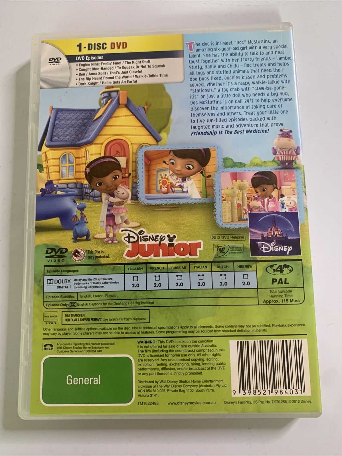 Doc McStuffins Friendship Is the Best Medicine (DVD, 2012) Region 4