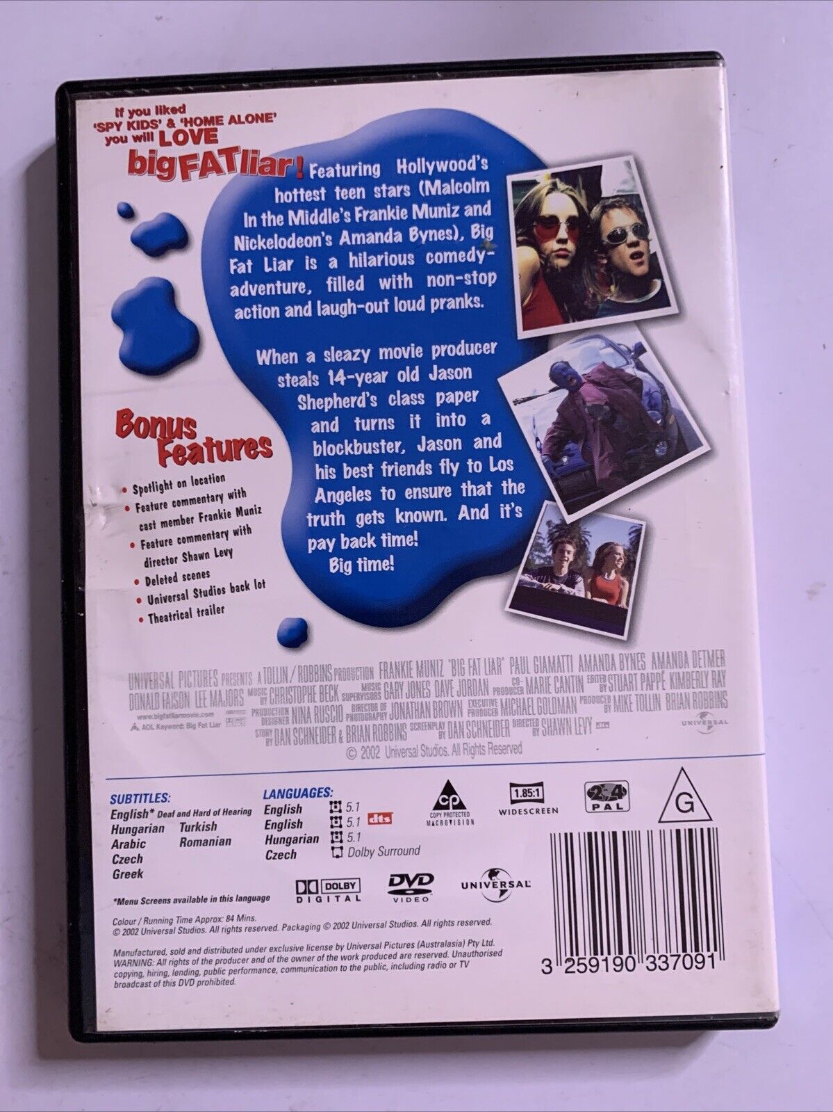Big Fat Liar (DVD, 2002) Paul Giamatti, Frankie Muniz, Amanda Bynes  Region 4
