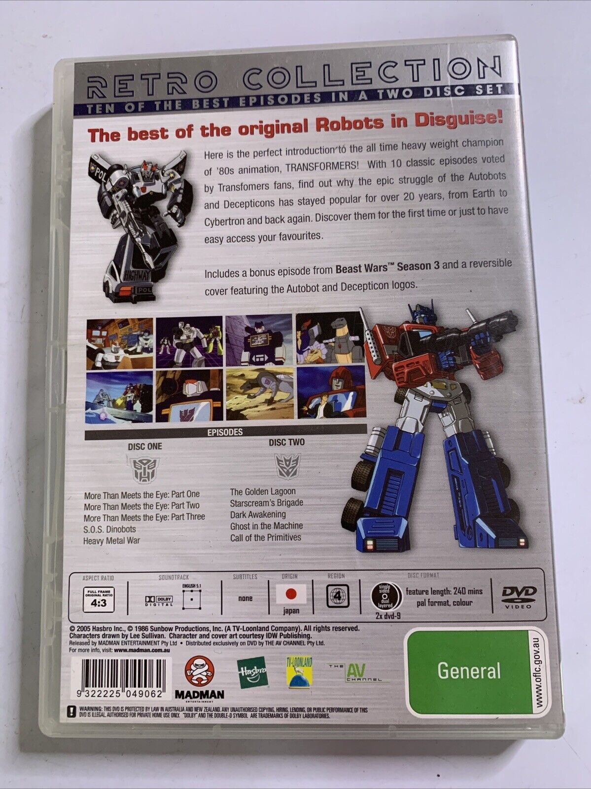 The Best of Transformers Retro Collection Original Series (DVD, 1984, 2-Disc)