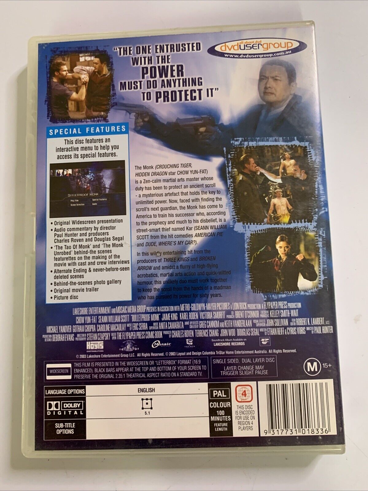 Bulletproof Monk (DVD, 2003) Chow Yun-Fat, Seann William Scott  Region 4