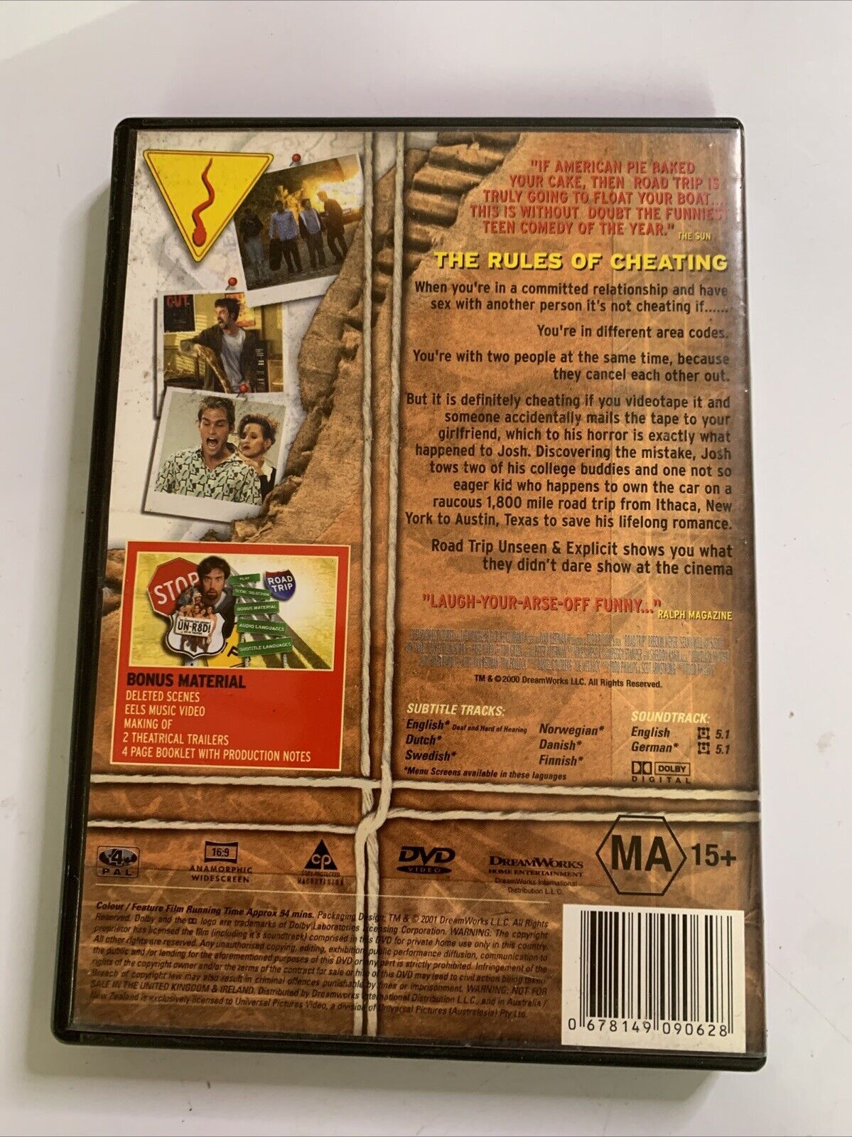 Road Trip Unseen & Explicit Edition (DVD, 2000) Tom Green, Amy Smart Region 4