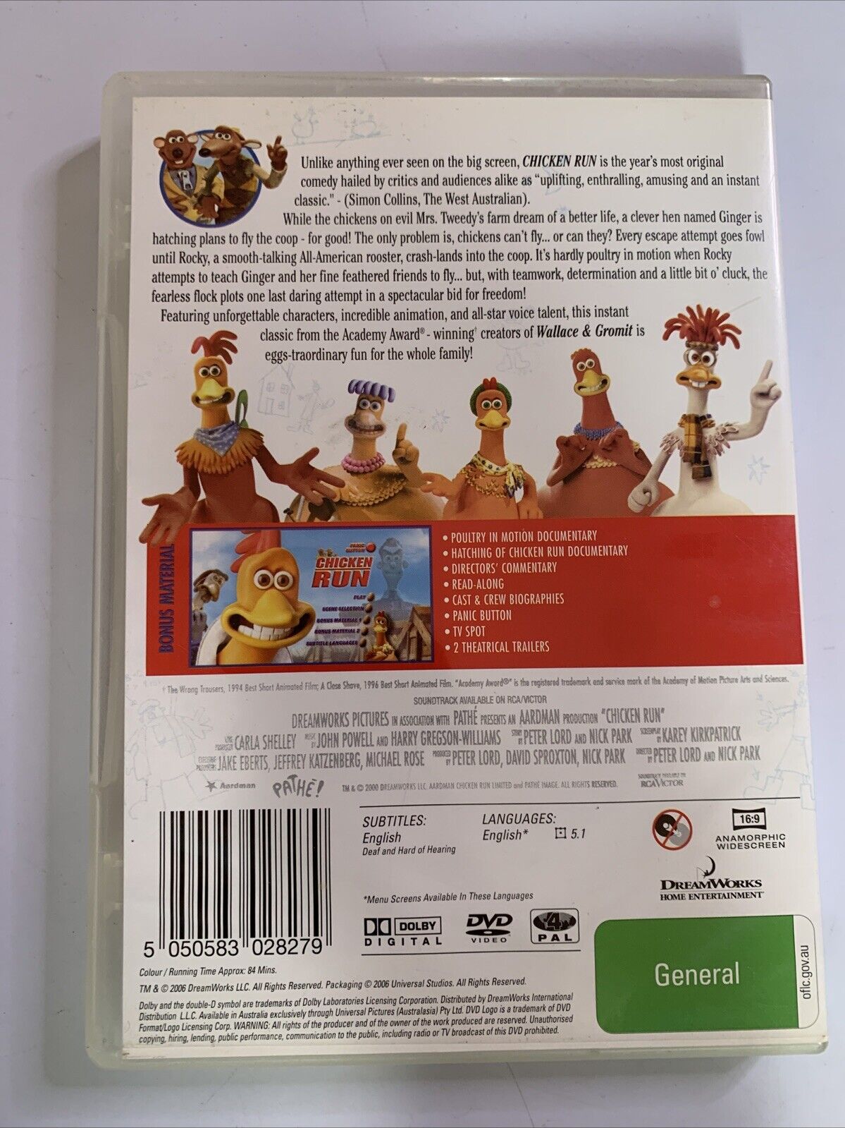 Chicken Run (DVD, 2000) Julia Sawalha, Mel Gibson Animated Film Region 4