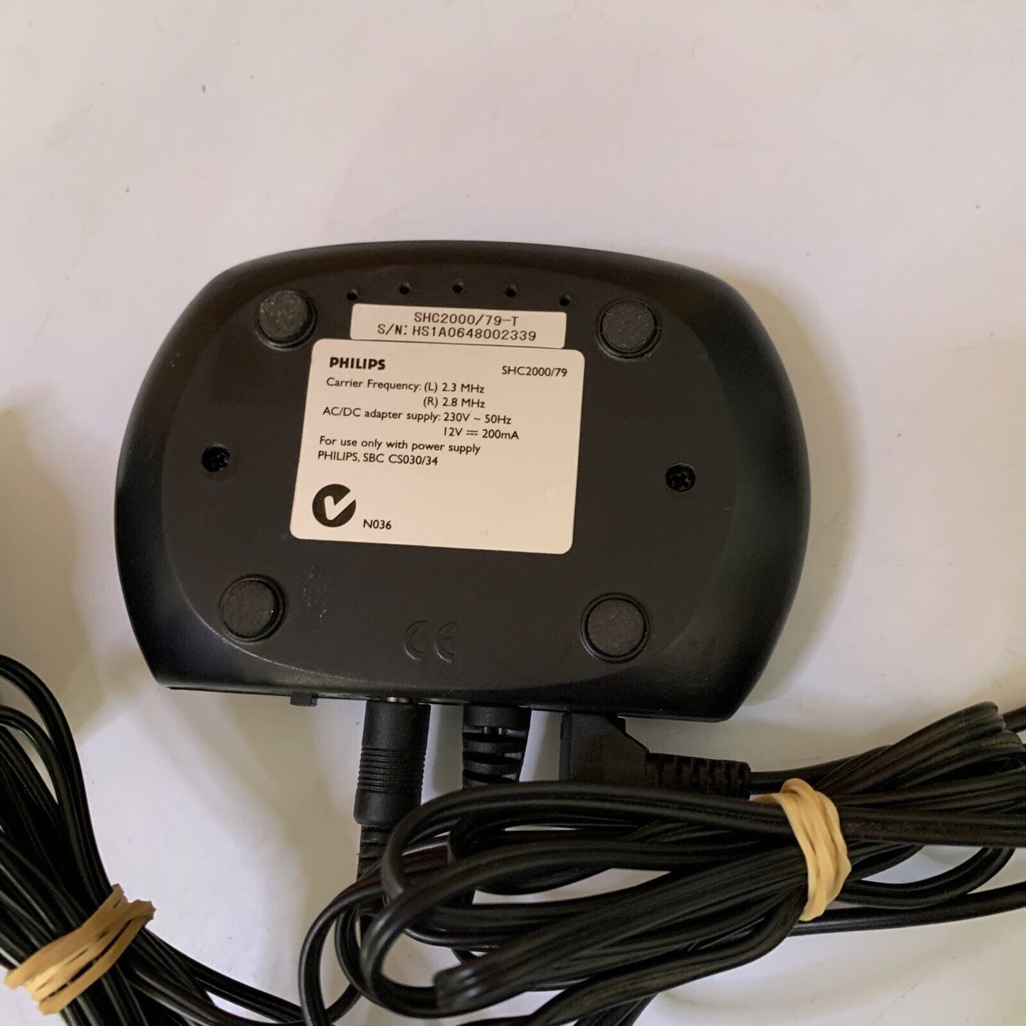 Philips SHC200 Wireless Base Charger For Headphones + Power Supply SBC CS030/34