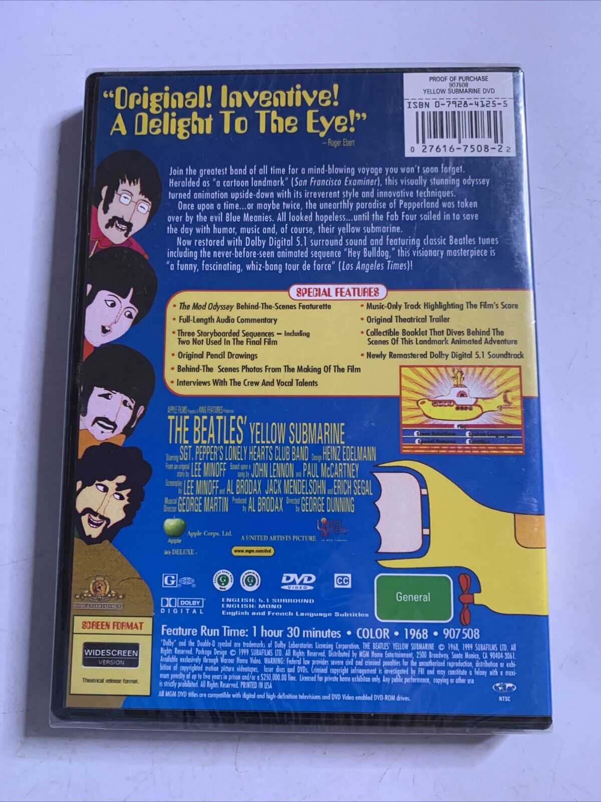 The Beatles Yellow Submarine (DVD, 1968) Region 1  NEW Sealed