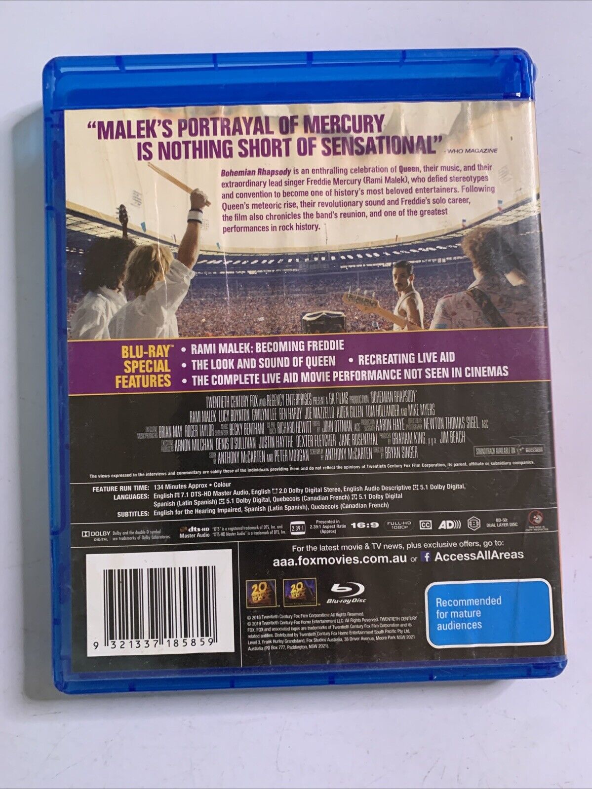 Bohemian Rhapsody (Blu-ray, 2018) Rami Malek Region B